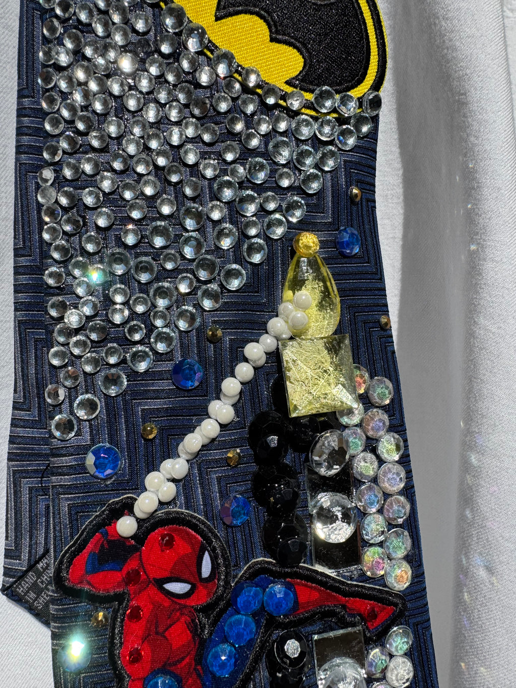 Navy Blue Batman And Spiderman Cross Universes Movie Tie