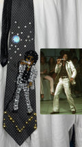 Dark Grey Teen Michael Jackson Singing on Tv in Al Silver Outfit Black Polo Sept 7th 1975 Tie