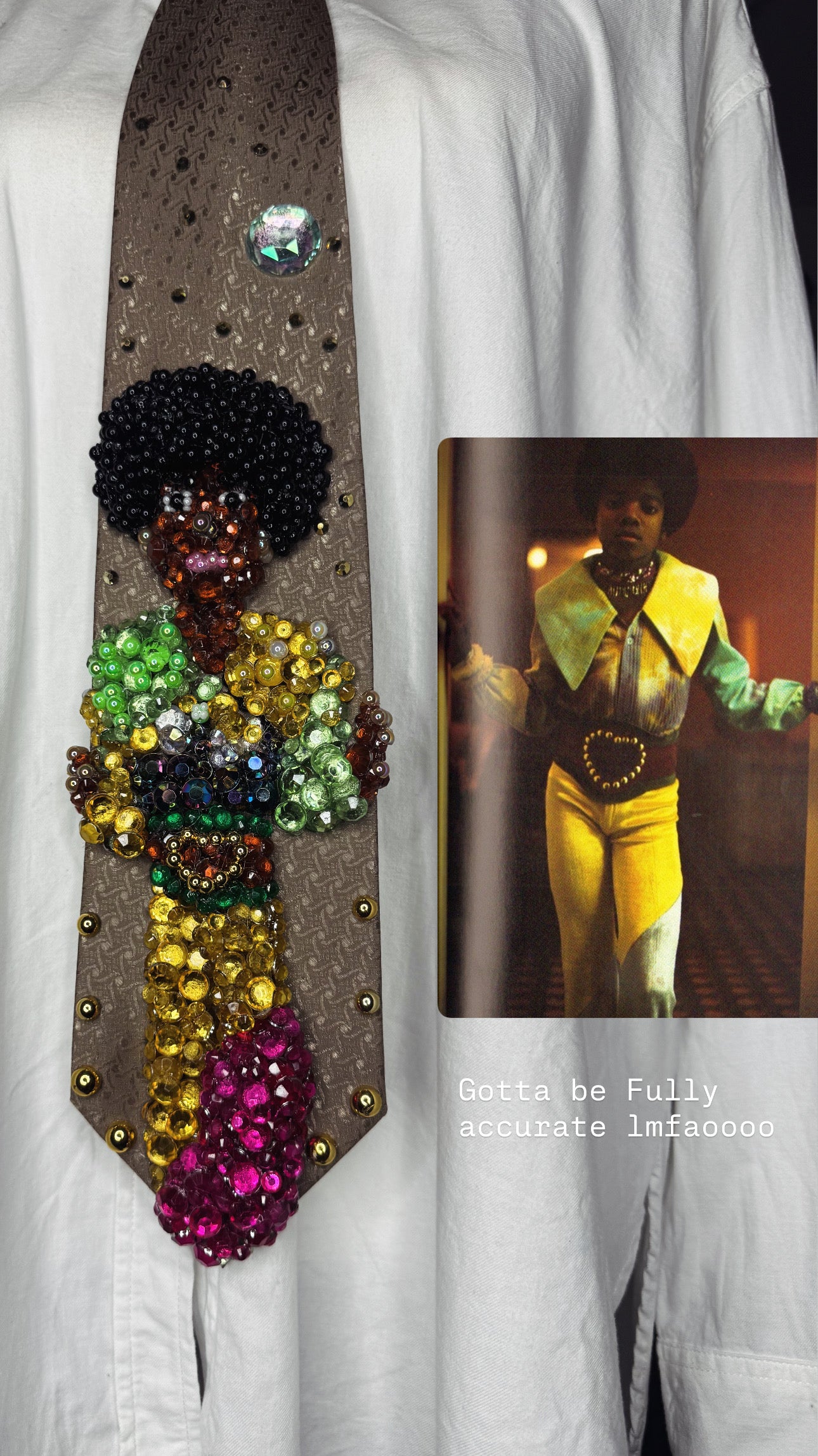 Brown Young Michael Jackson At Doorway Tie Die Outfit 1971 Tie