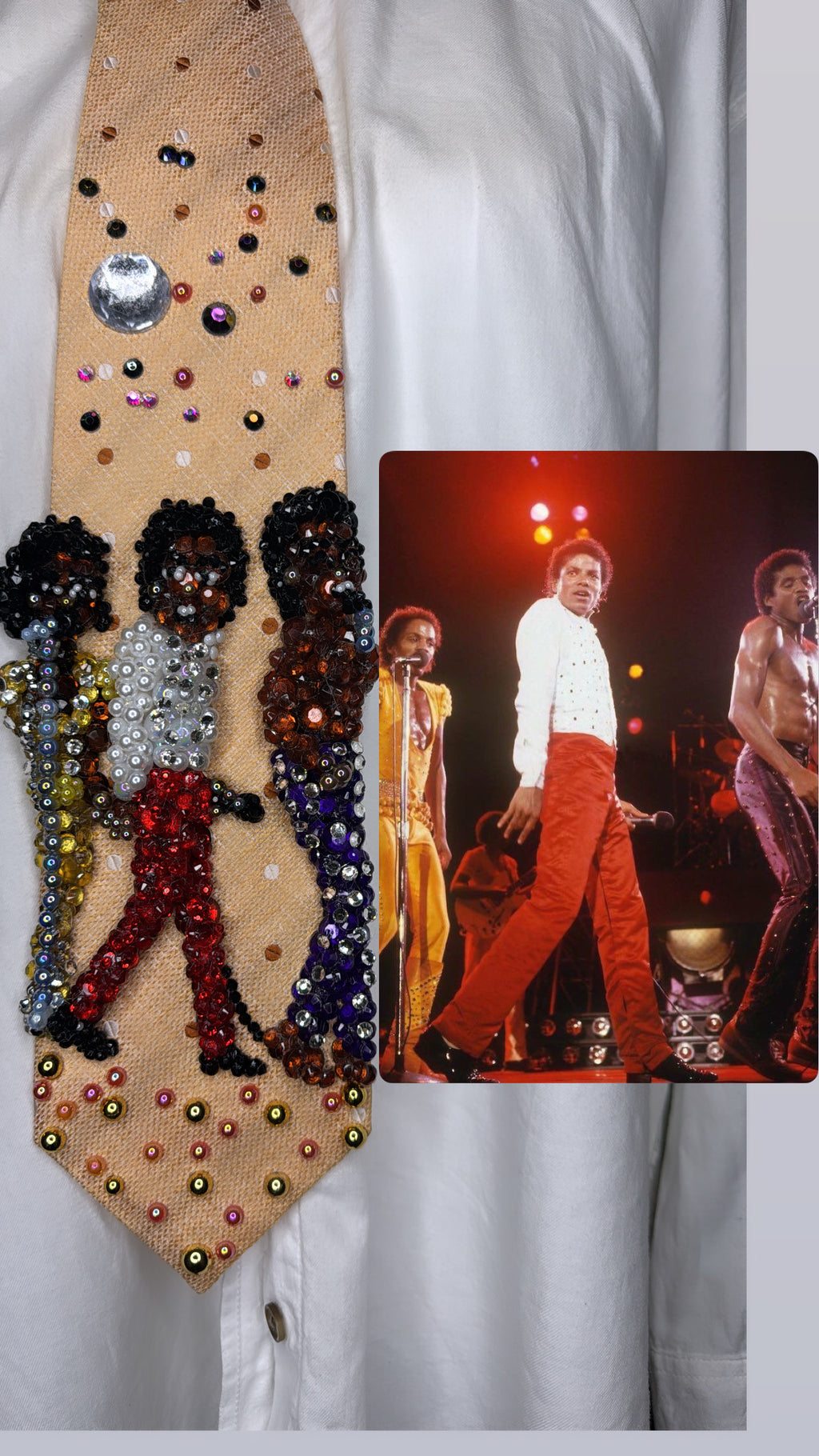 Orange Michael, Marlon, and Jackie Jackson Performing Working Day n Night on Triumph Tour in La California 1981 The Jacksons Tie