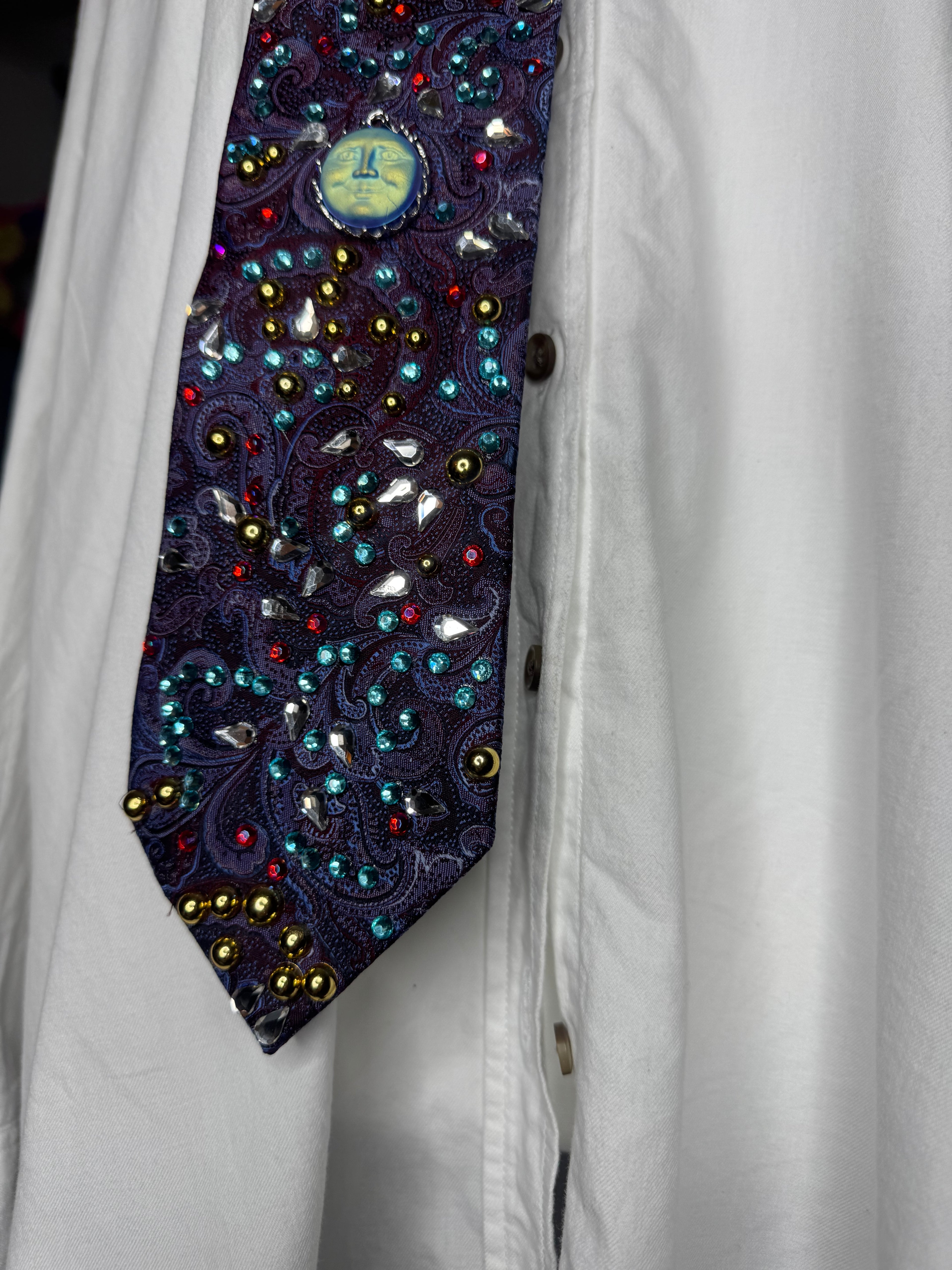 Blue and Red Paisley Neon Sun Royalty Tie