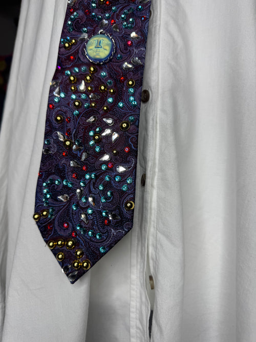 Blue and Red Paisley Neon Sun Royalty Tie