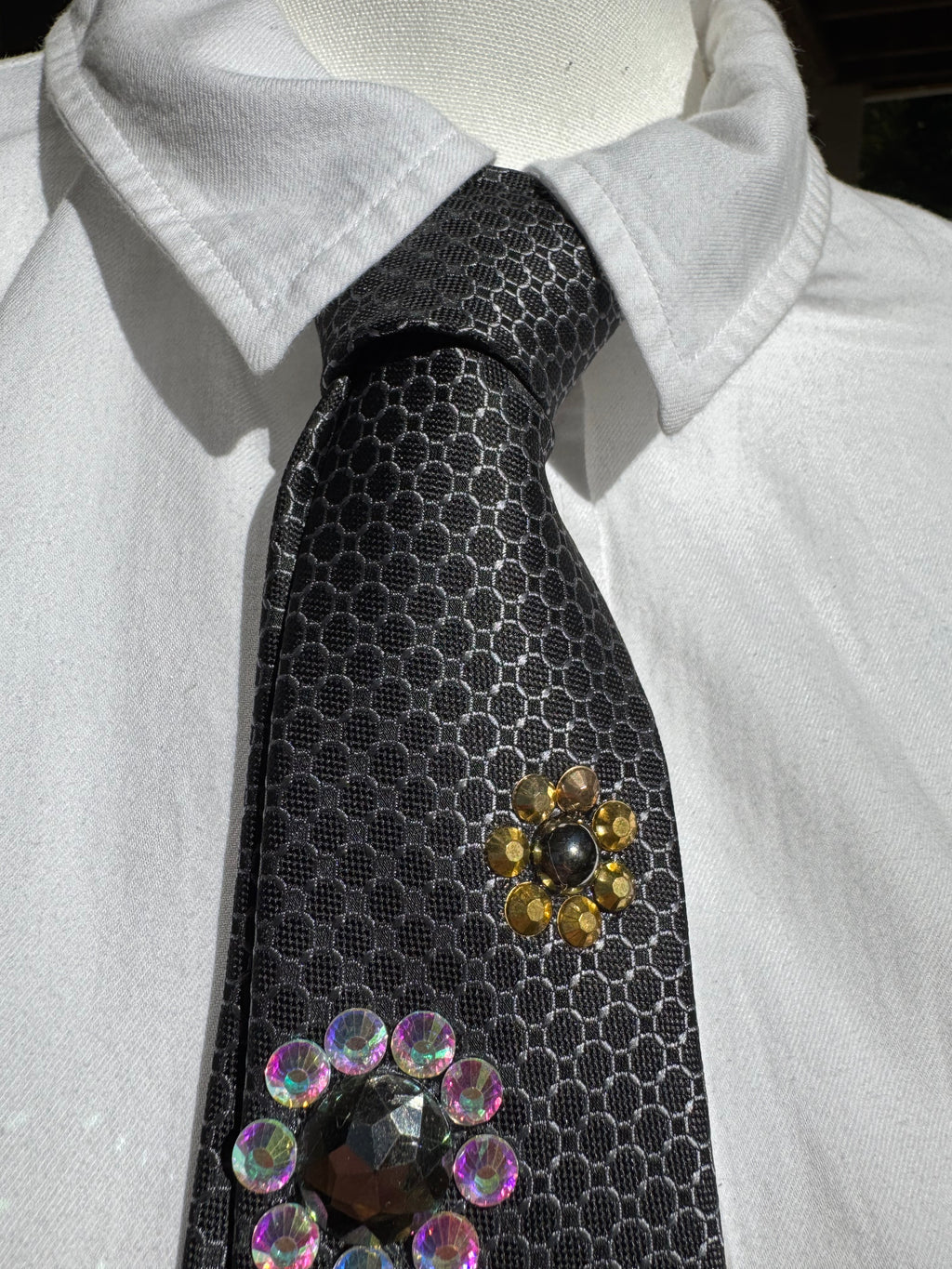 Grey Gold and Iridescent Petals Royalty Tie