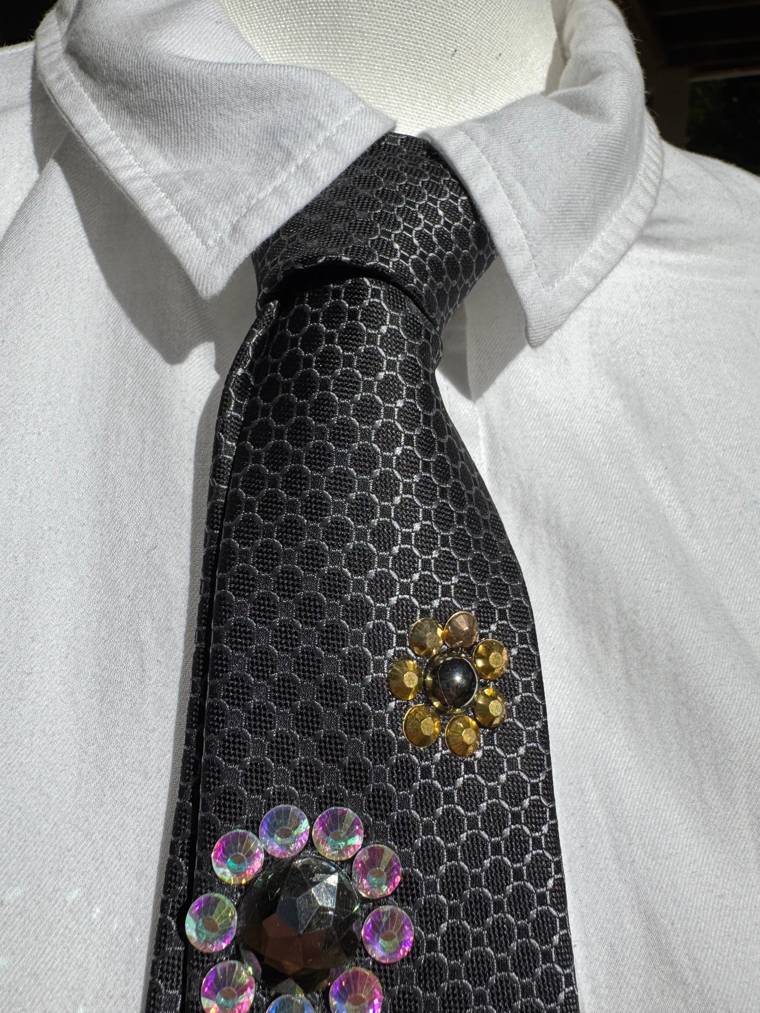 Grey Gold and Iridescent Petals Royalty Tie