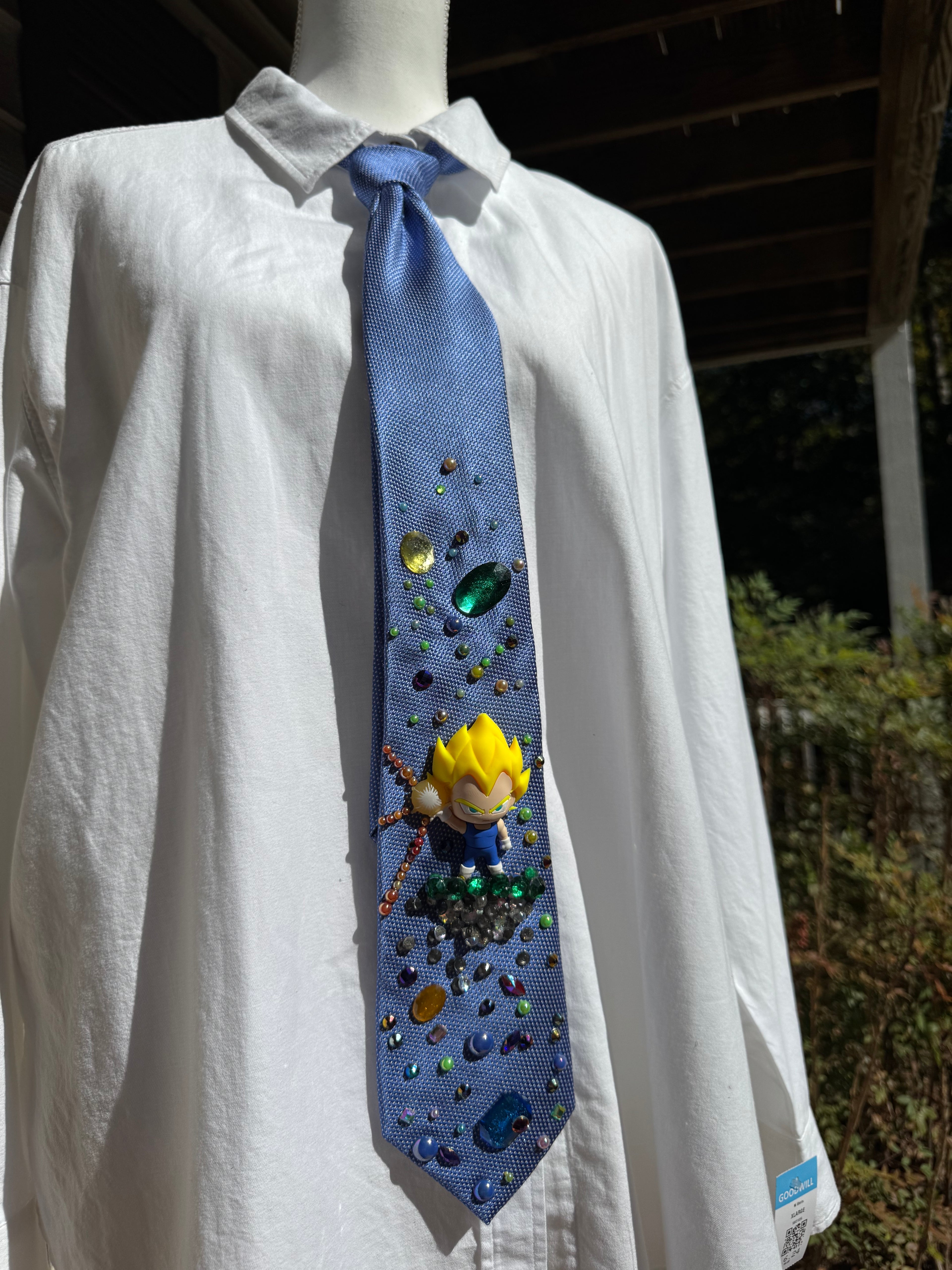 Blue Angry Vegeta Holding Beam Dragon Ball Z Tie