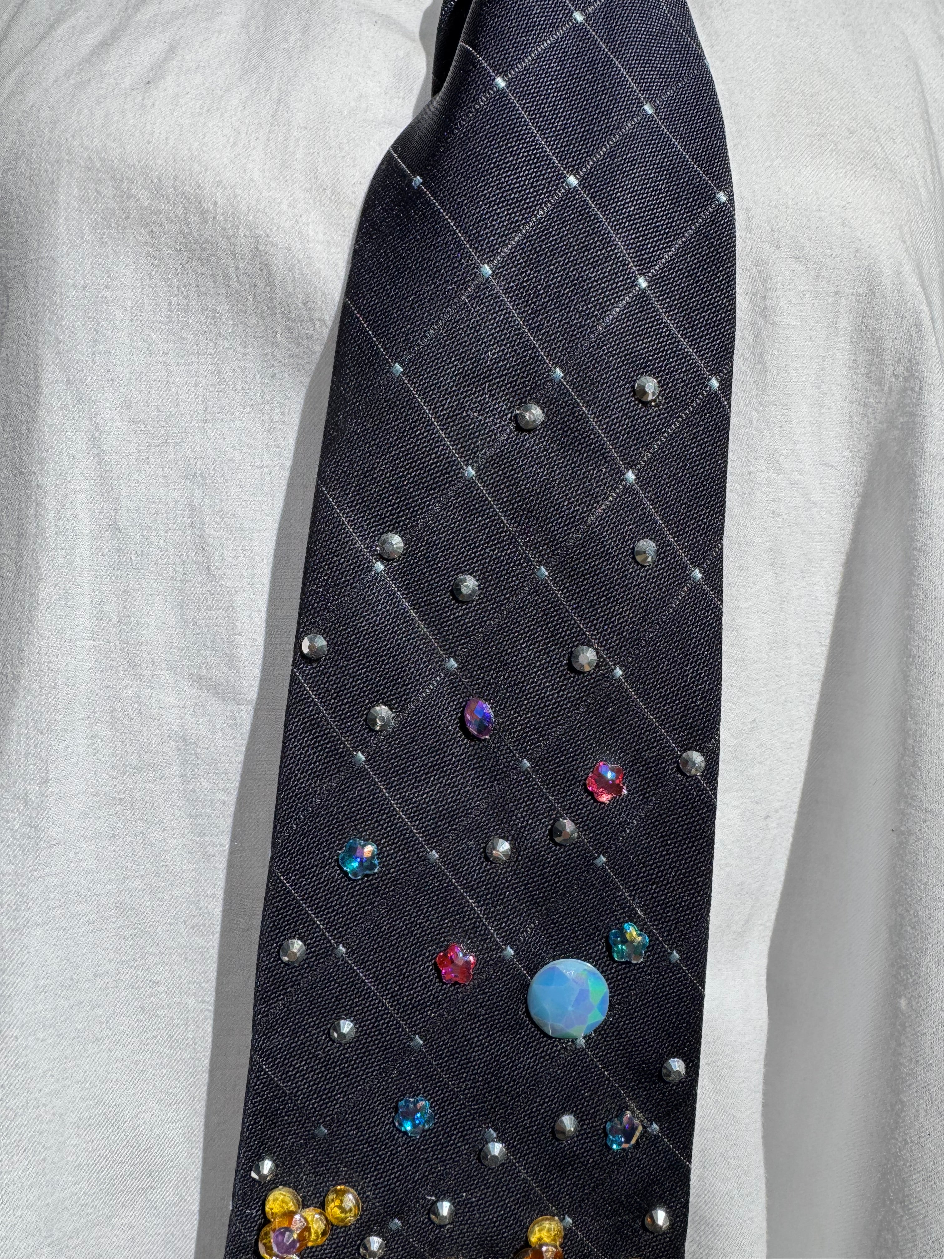 Navy Blue Hidden Mad Jaguar Nature Royalty Tie
