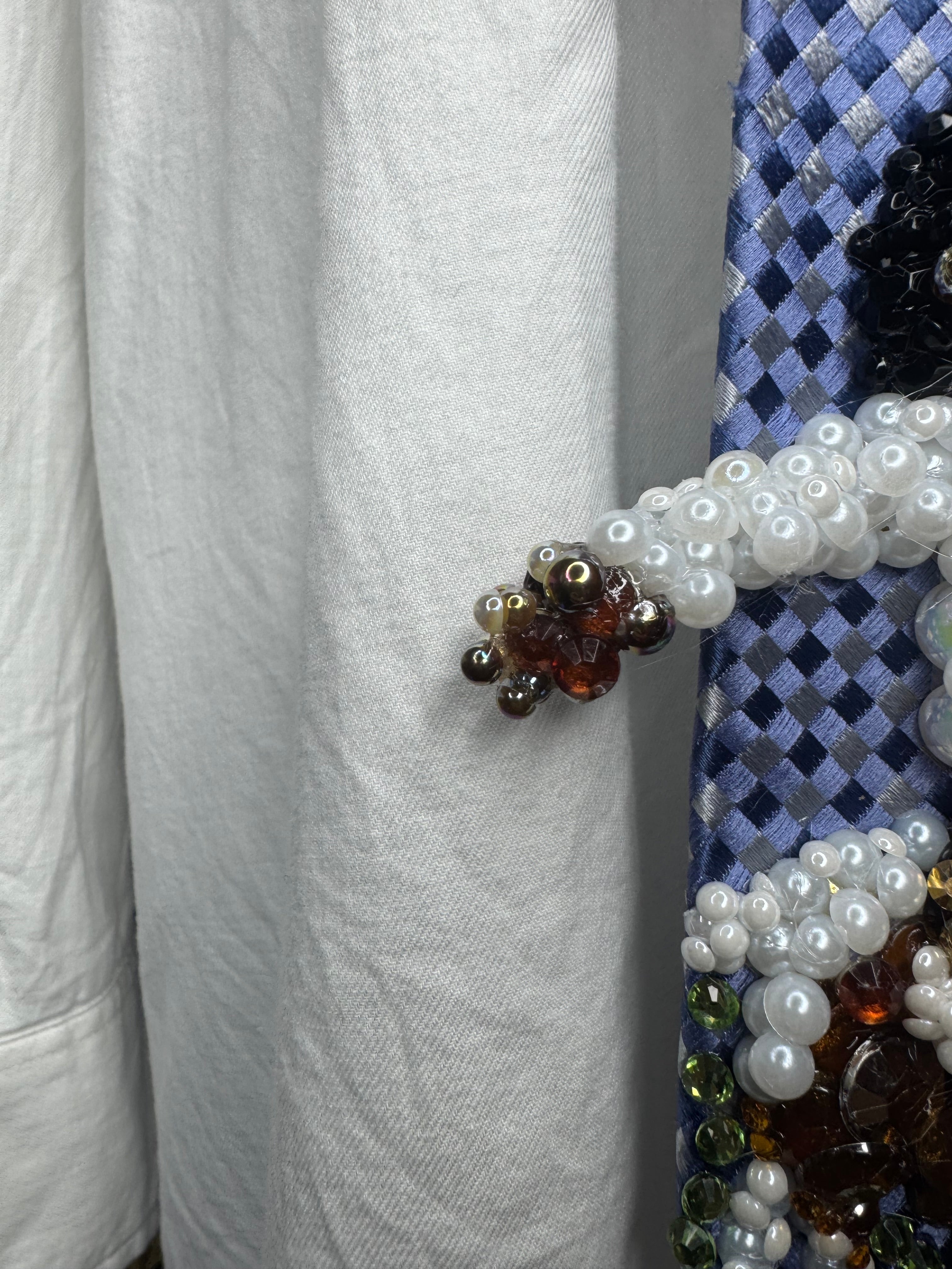 Blue Michael Jackson Smiling Being Free While Horseback Riding Tie