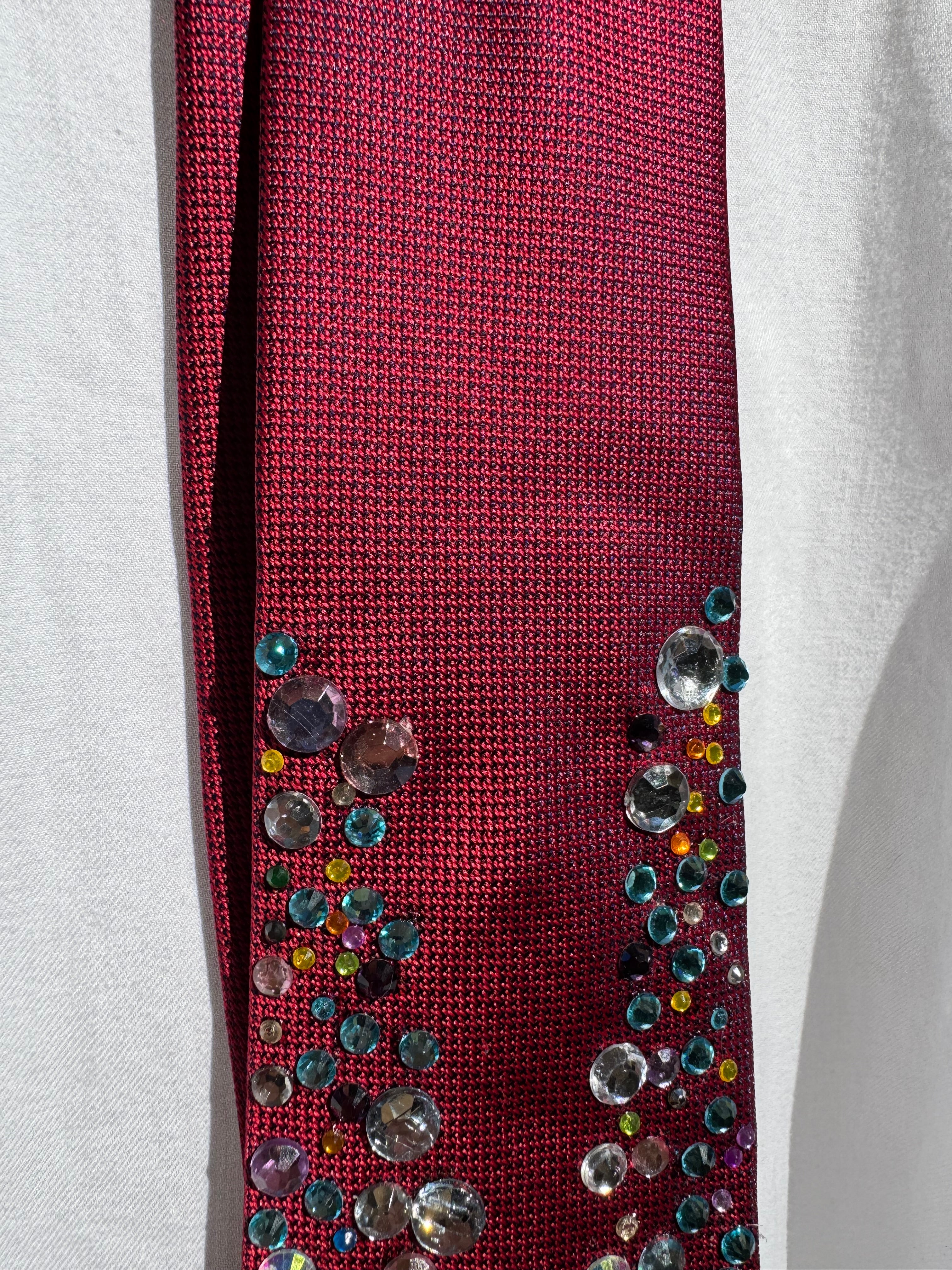Red Pearled Moth Colorful Aura Royalty Nature Tie