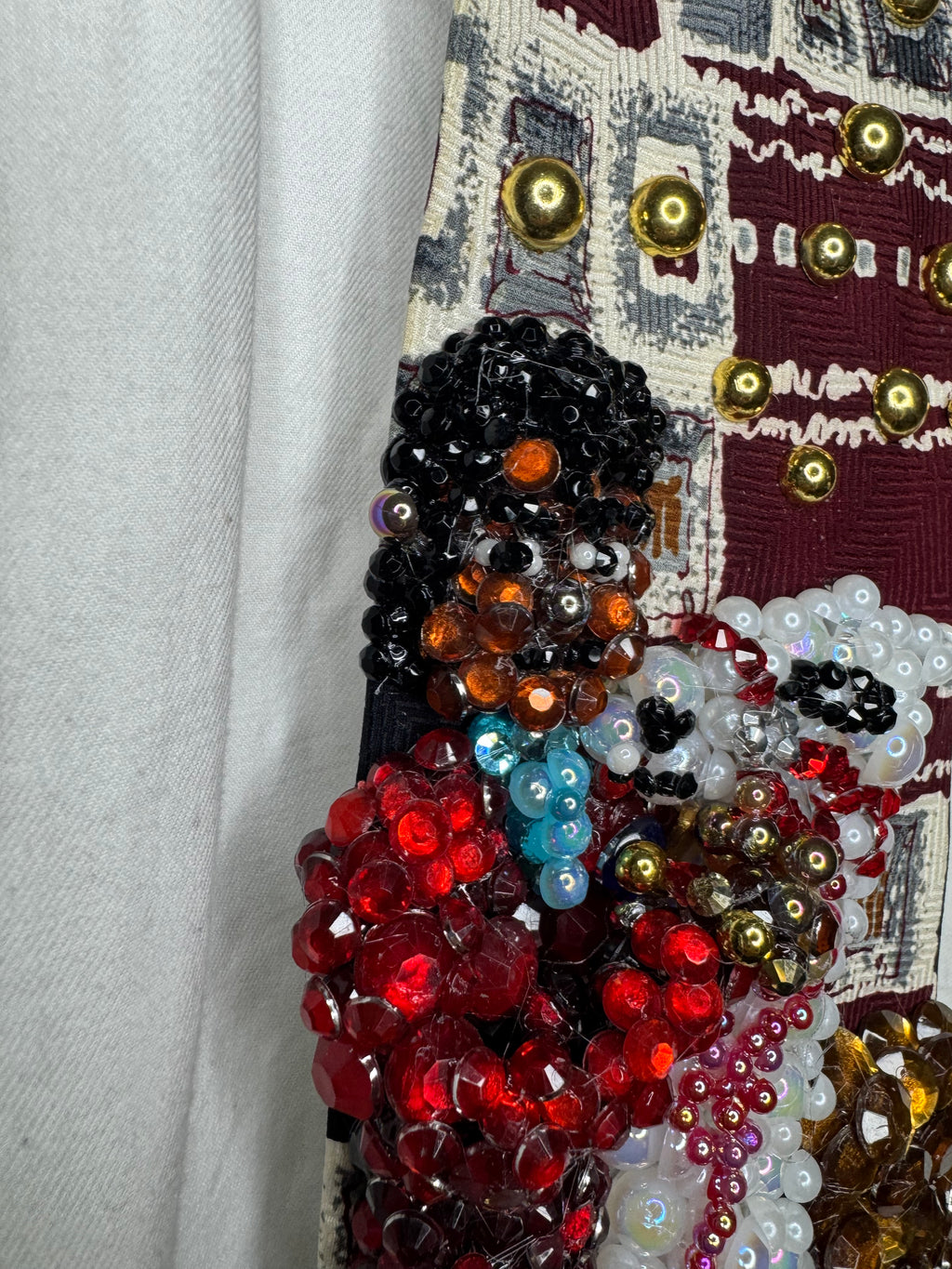 Burgundy and White Michael Jackson With His Exotic Pet Llama Louie Tie