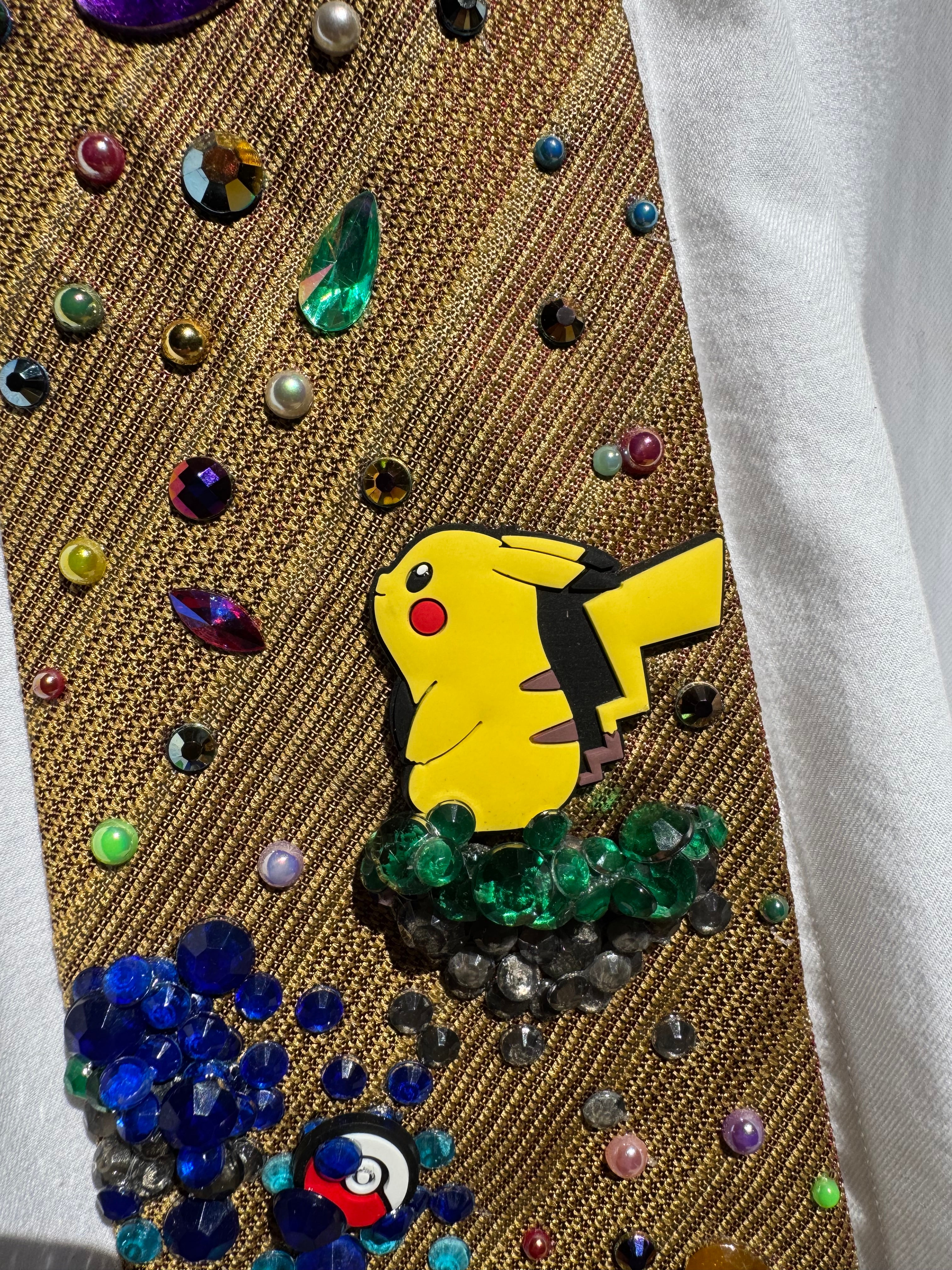 Gold Pikachu Stargazing Pokemon Tie