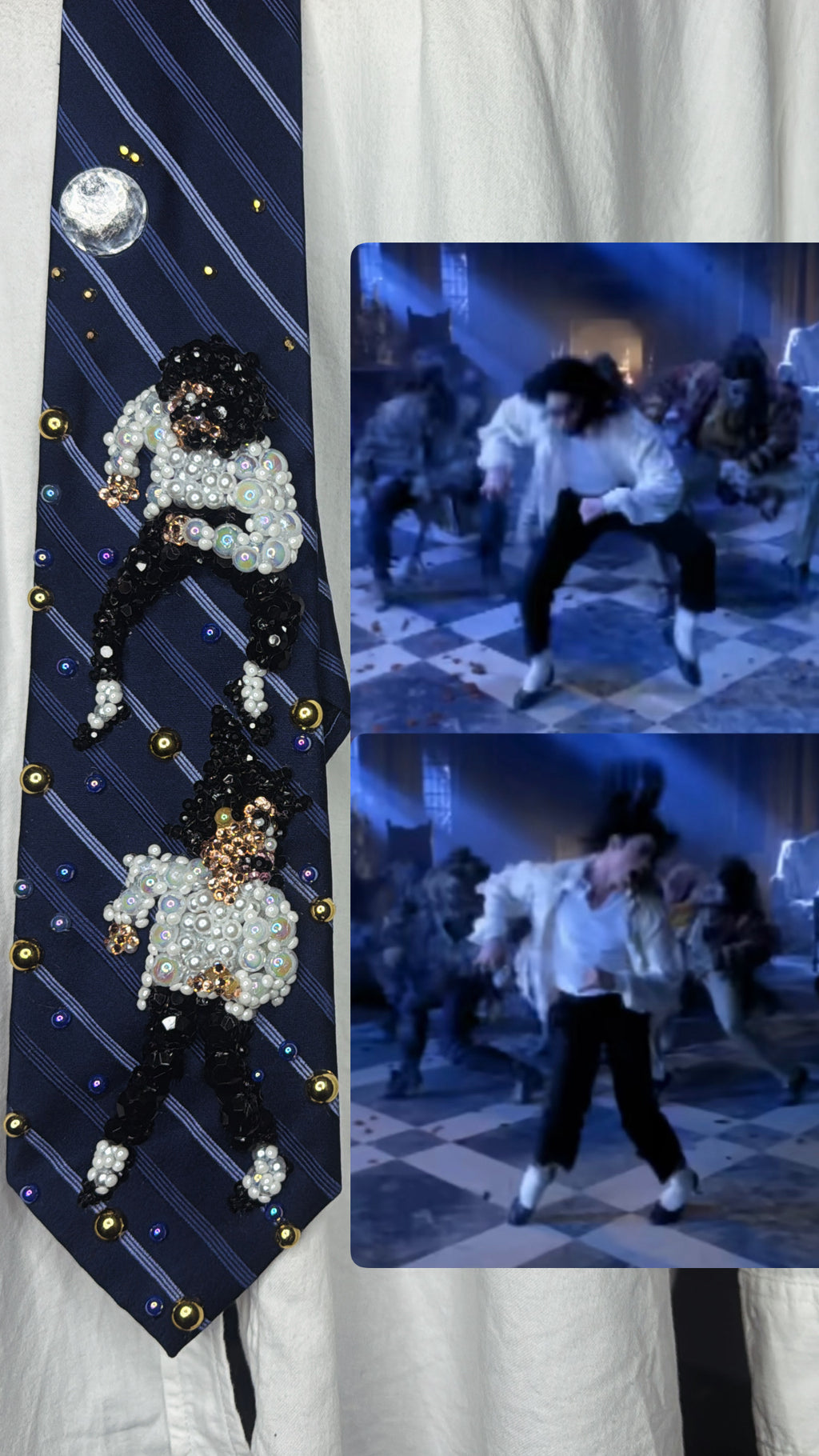 Navy Blue Striped Michael Jackson Double Dance Scene From Ghosts Short Film