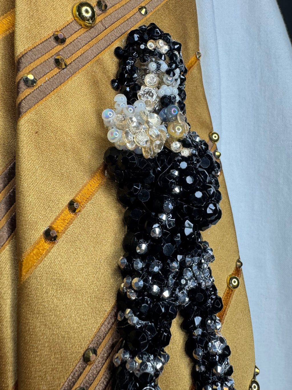Gold Striped Michael Jackson Reaching Out Singing During 1st Concert in Tokyo for Bad Tour 1987 Tie