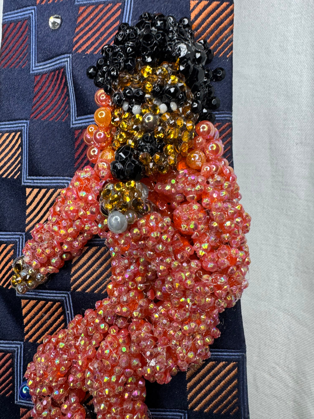 Navy Blue and Orange Michael Jackson in the Air in Peach Space Jumpsuit Singing Workin Day n Night on Victory Tour 1984 Tie