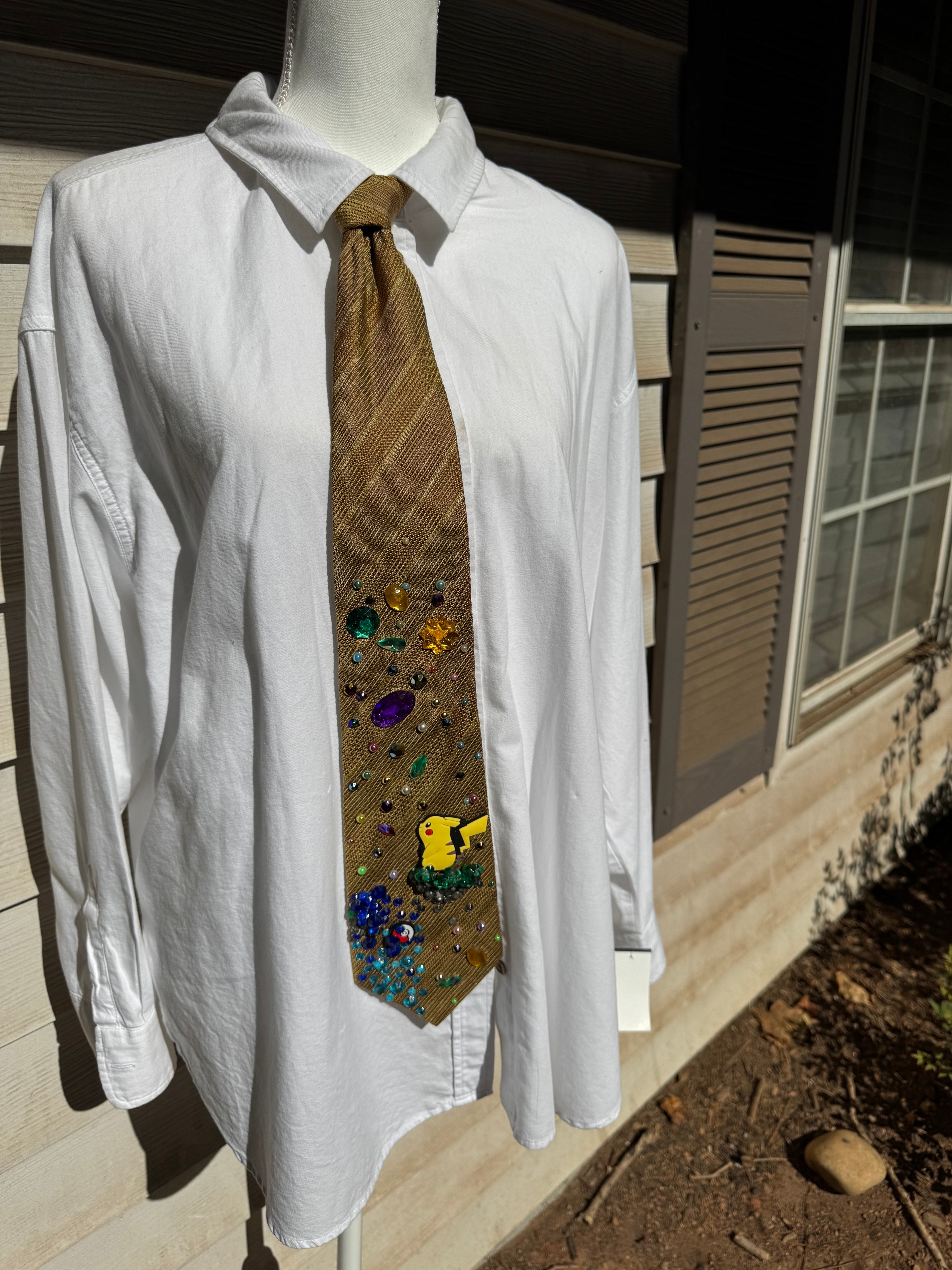 Gold Pikachu Stargazing Pokemon Tie