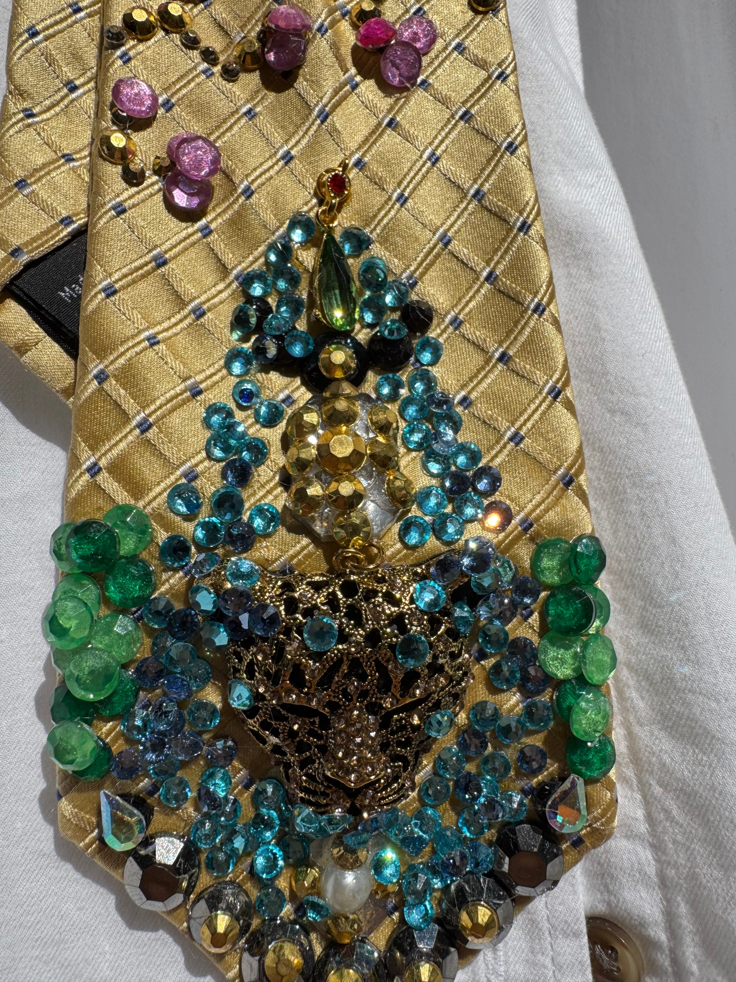 Gold Jaguar Head Water Fountain Exotic Royalty Tie