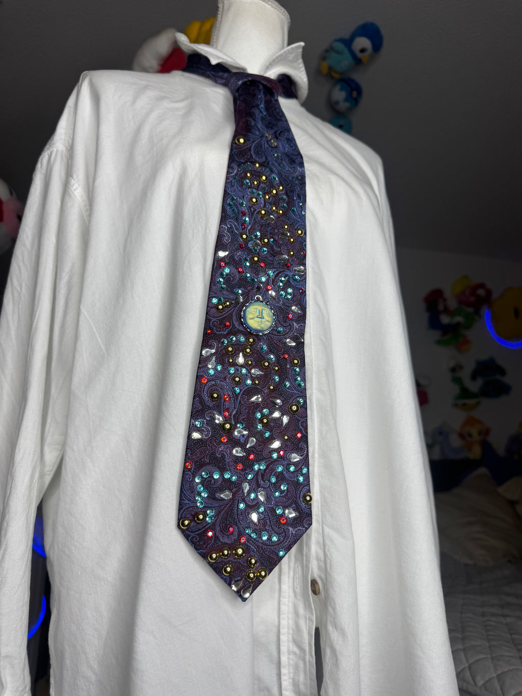 Blue and Red Paisley Neon Sun Royalty Tie