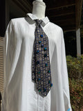 Grey and Navy Blue Renaissance Medieval Shields High Class Royalty Tie