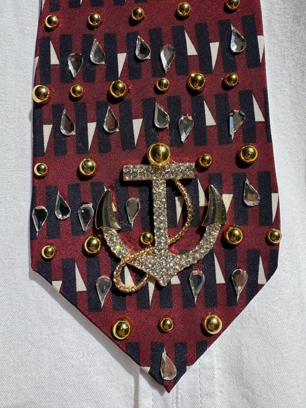 Burgundy Mini Sailor Ships Anchored Nautical Tie