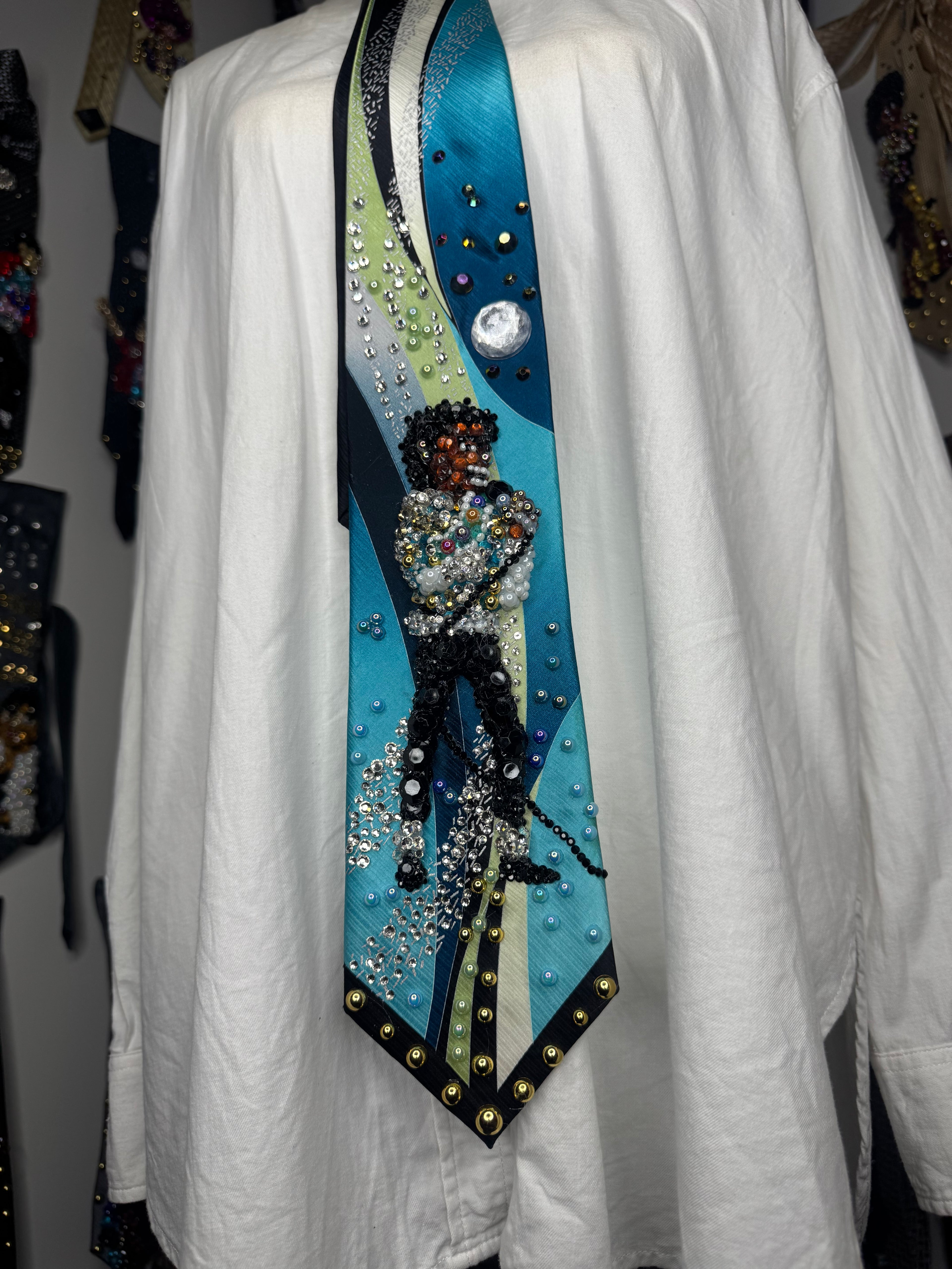 Tri Tone Blue Michael Jackson in Light Blue Military Jacket In Tundratown Aug 5th 1984 Victory Tour Tie