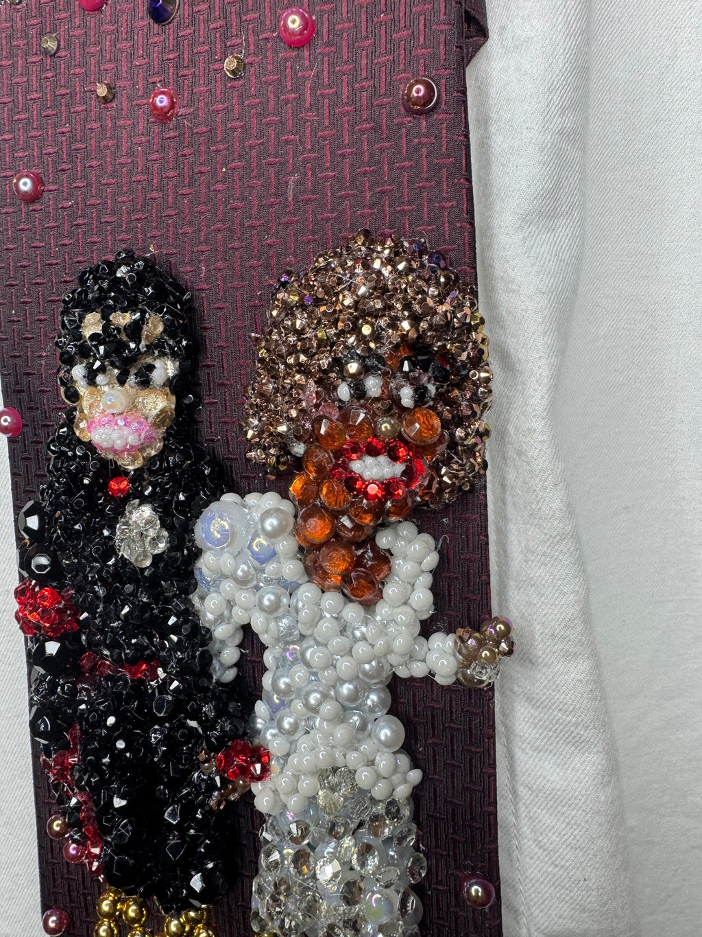 Burgundy Michael Jackson & Whitney Houston Holding Hands in High Class Royalty Outfits for Award Show