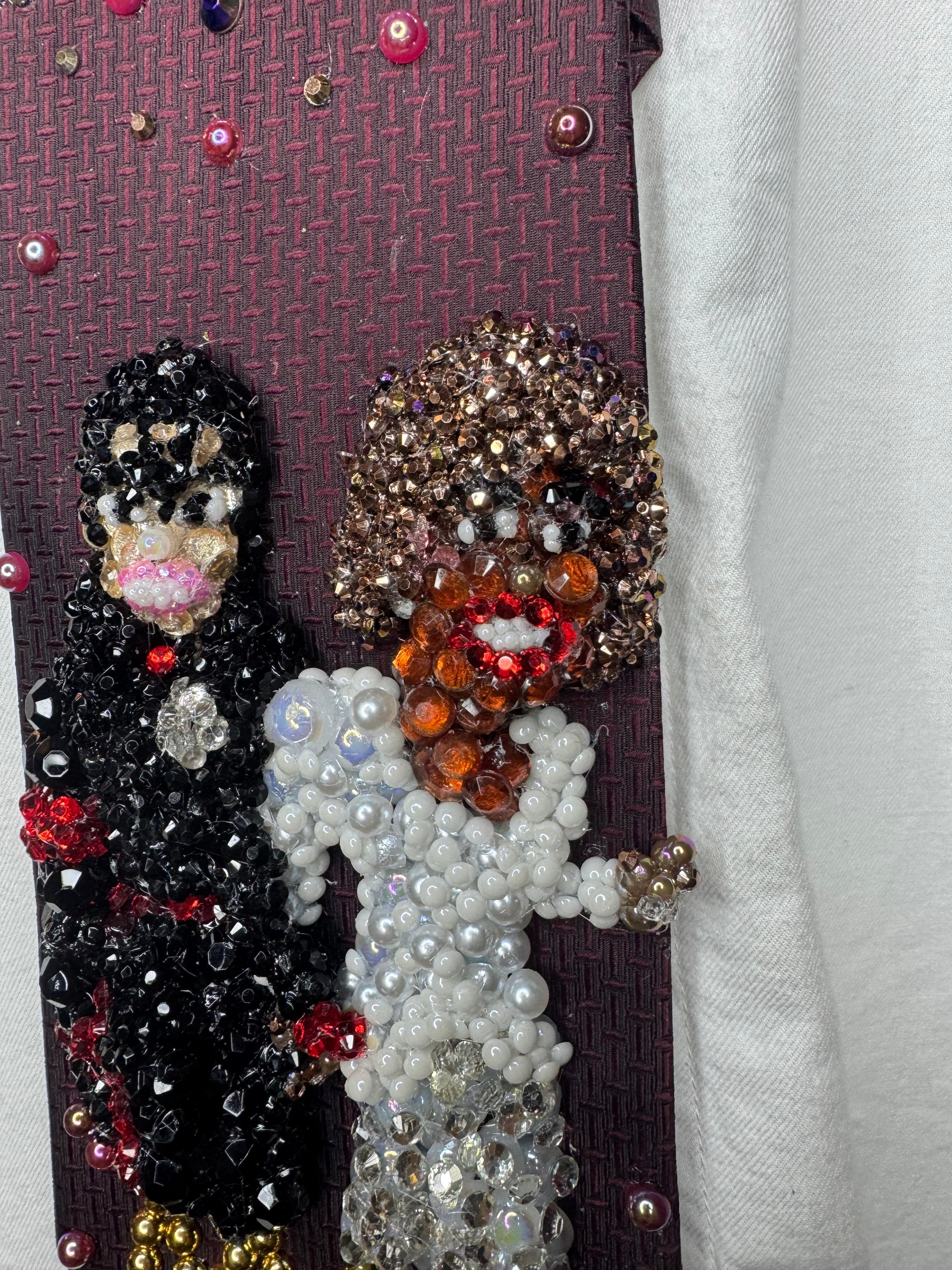Burgundy Michael Jackson & Whitney Houston Holding Hands in High Class Royalty Outfits for Award Show