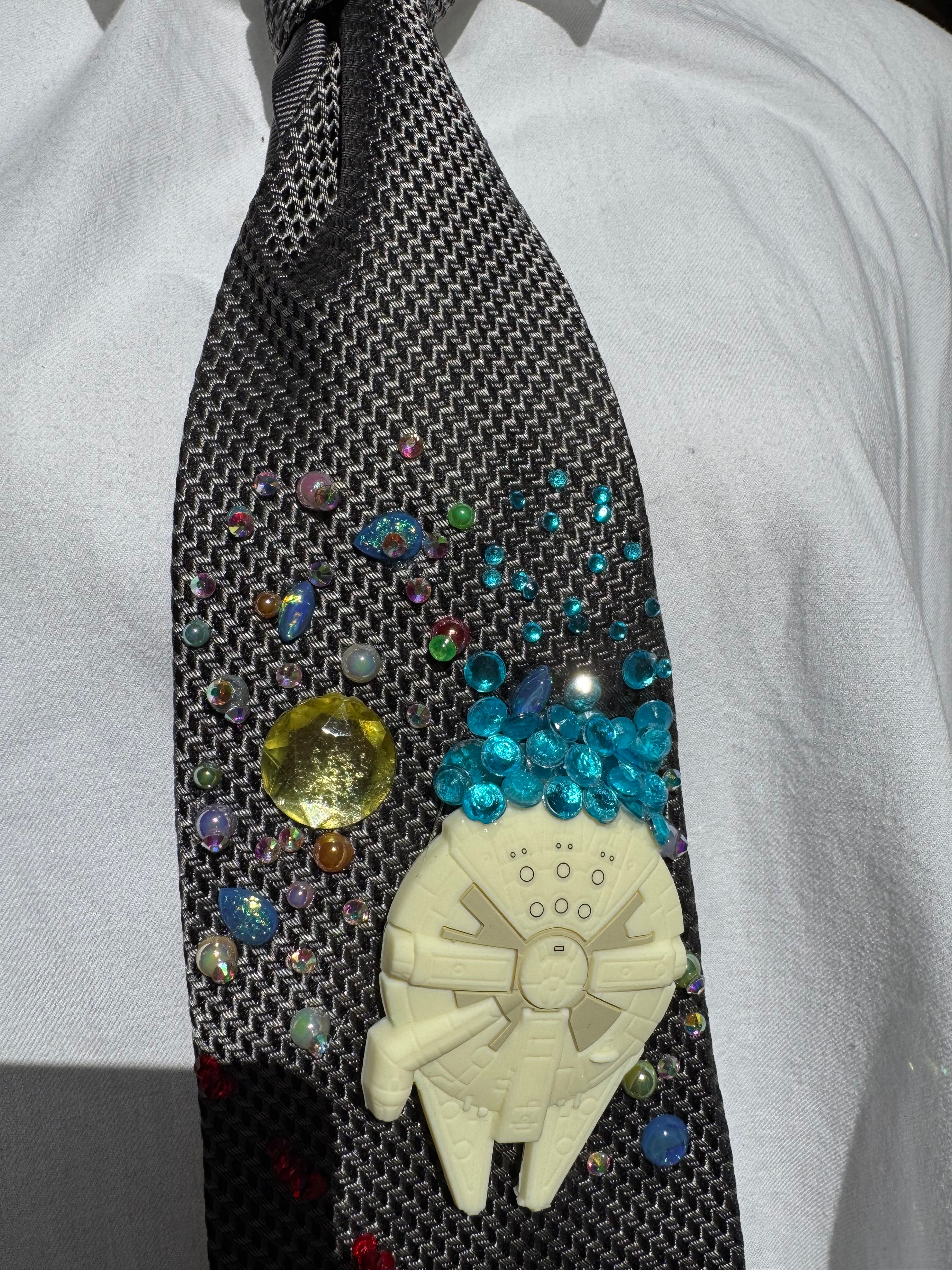 Grey and Millennium Falcon Flying Towards IG 88 Droid in Combat Star Wars Tie