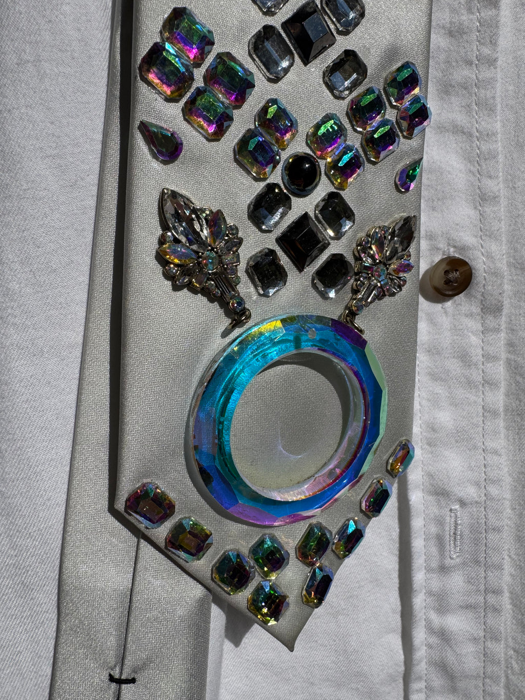 Silver Silk Iridescent Winter Hunger Games High Class Royalty Tie