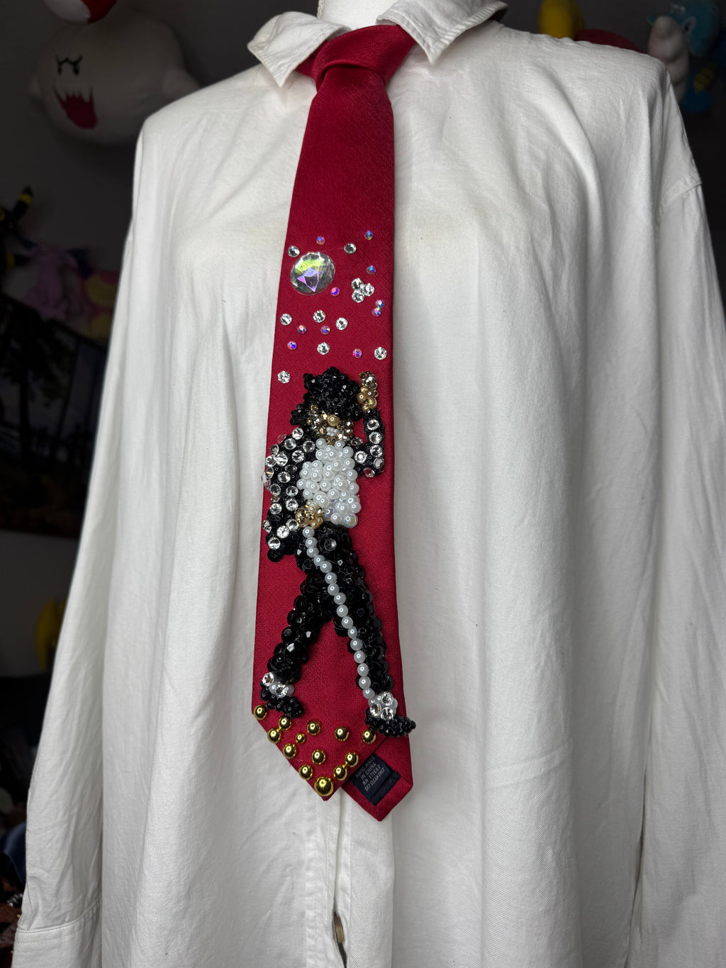 Red Michael Jackson Tapping Hat Walking By Pose To Billie Jean 1989 Tie