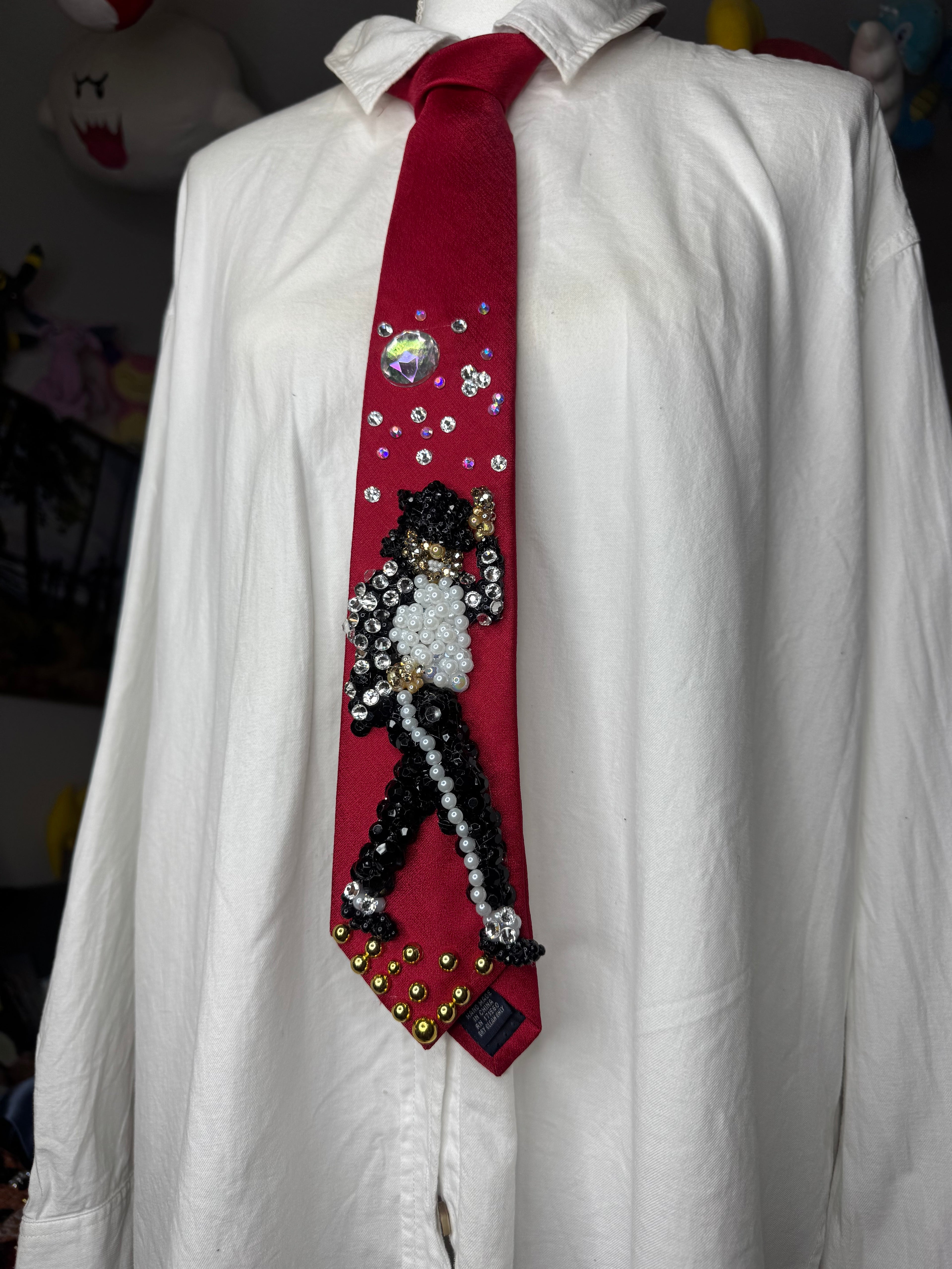 Red Michael Jackson Tapping Hat Walking By Pose To Billie Jean 1989 Tie
