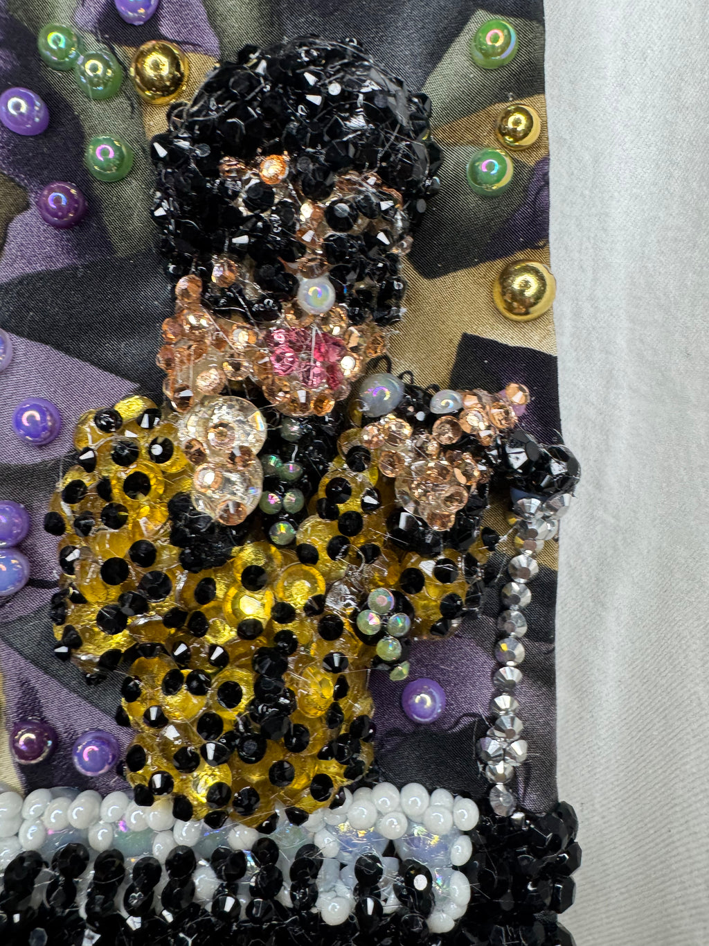 Purple Gold, and Green Marbled Prince in Full Yellow Polka Dot Suit Playing on Orange Cheetah Print Piano Live Tie