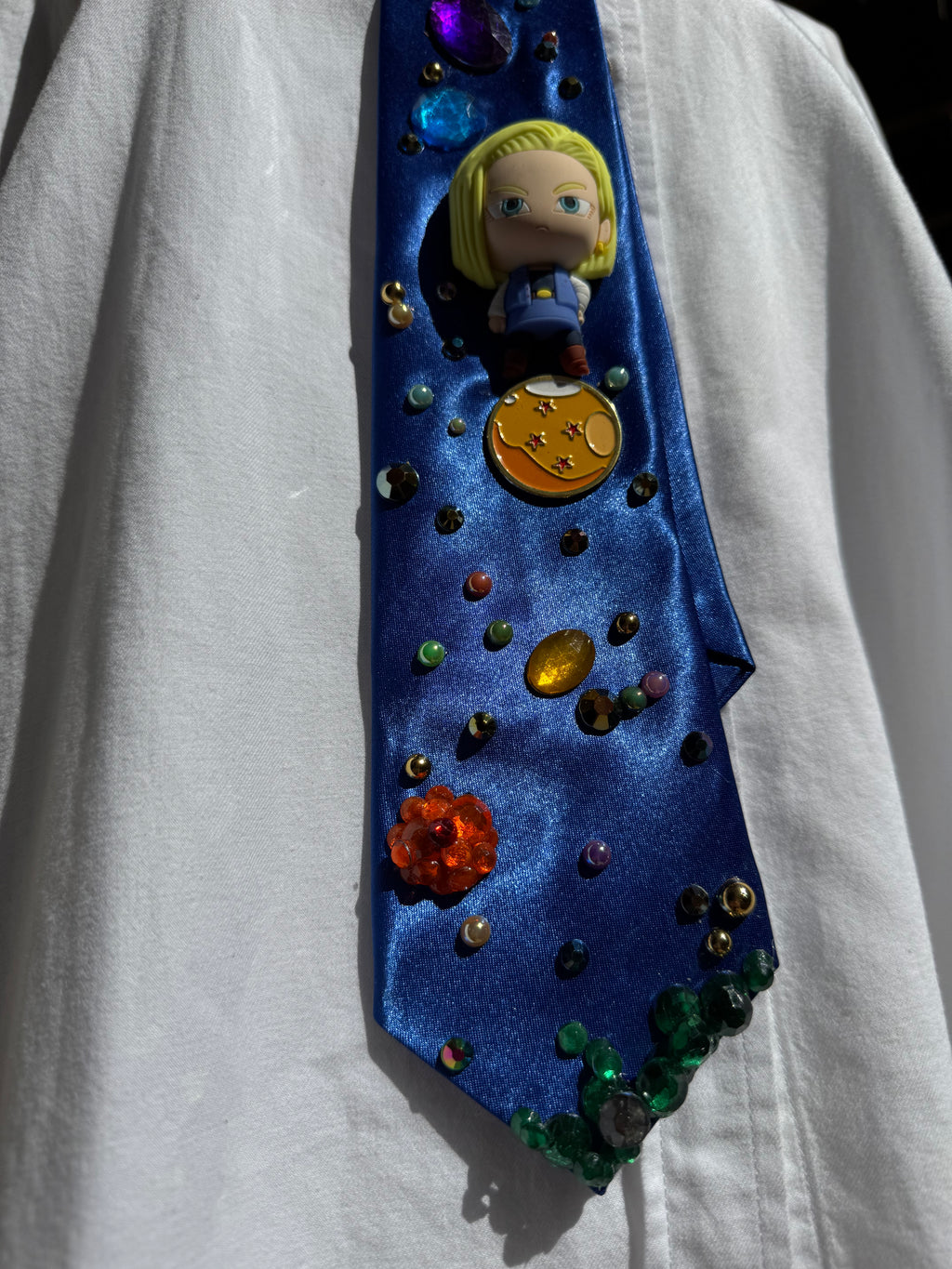 Blue Silk Android 18 Aura Farming on Dragon Ball DBZ Tie
