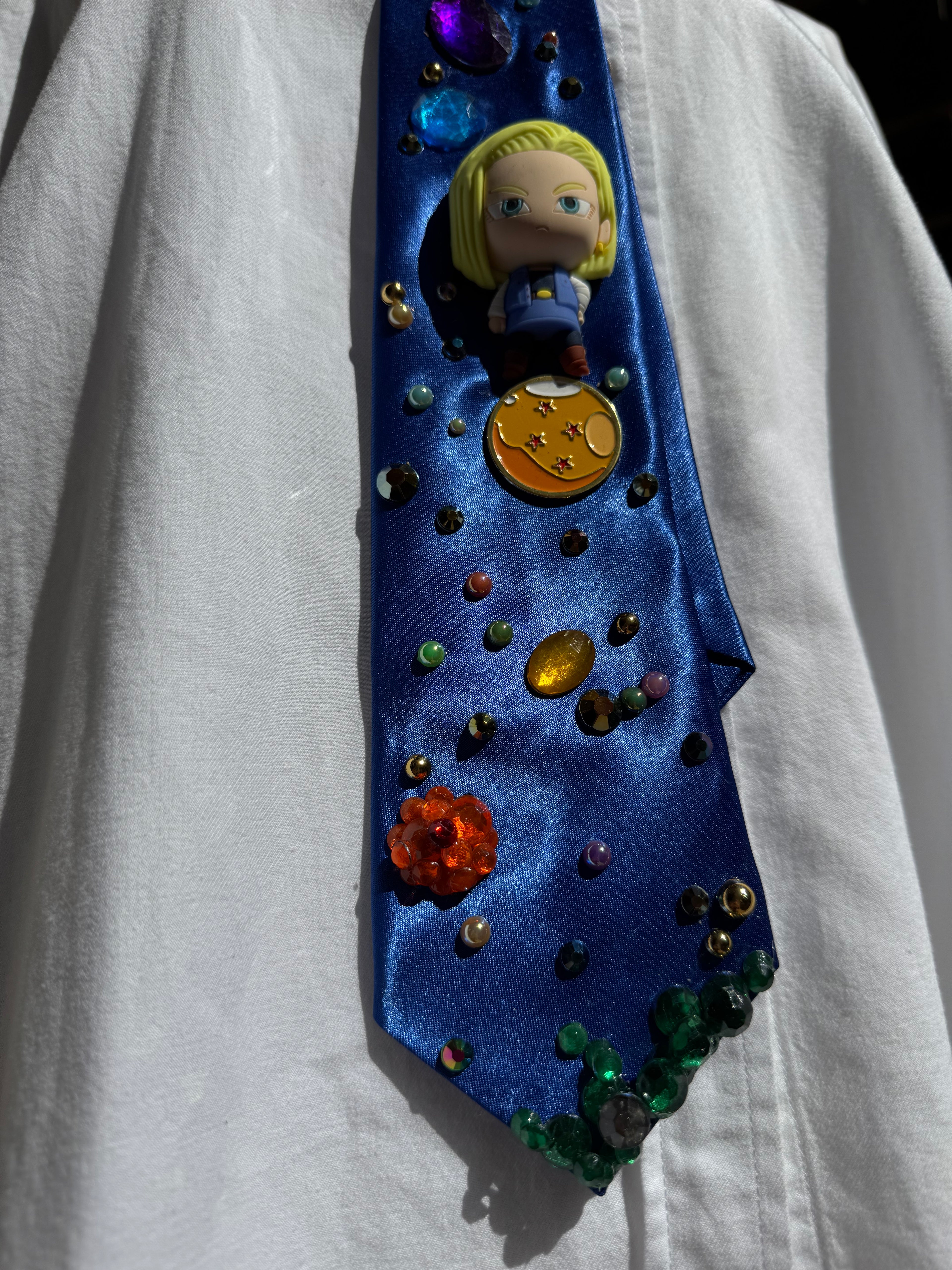 Blue Silk Android 18 Aura Farming on Dragon Ball DBZ Tie