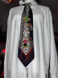Navy Blue and Grey Red Yoshi Throwing Bobomb Down Escalator Track 200cc Mario Kart Tie