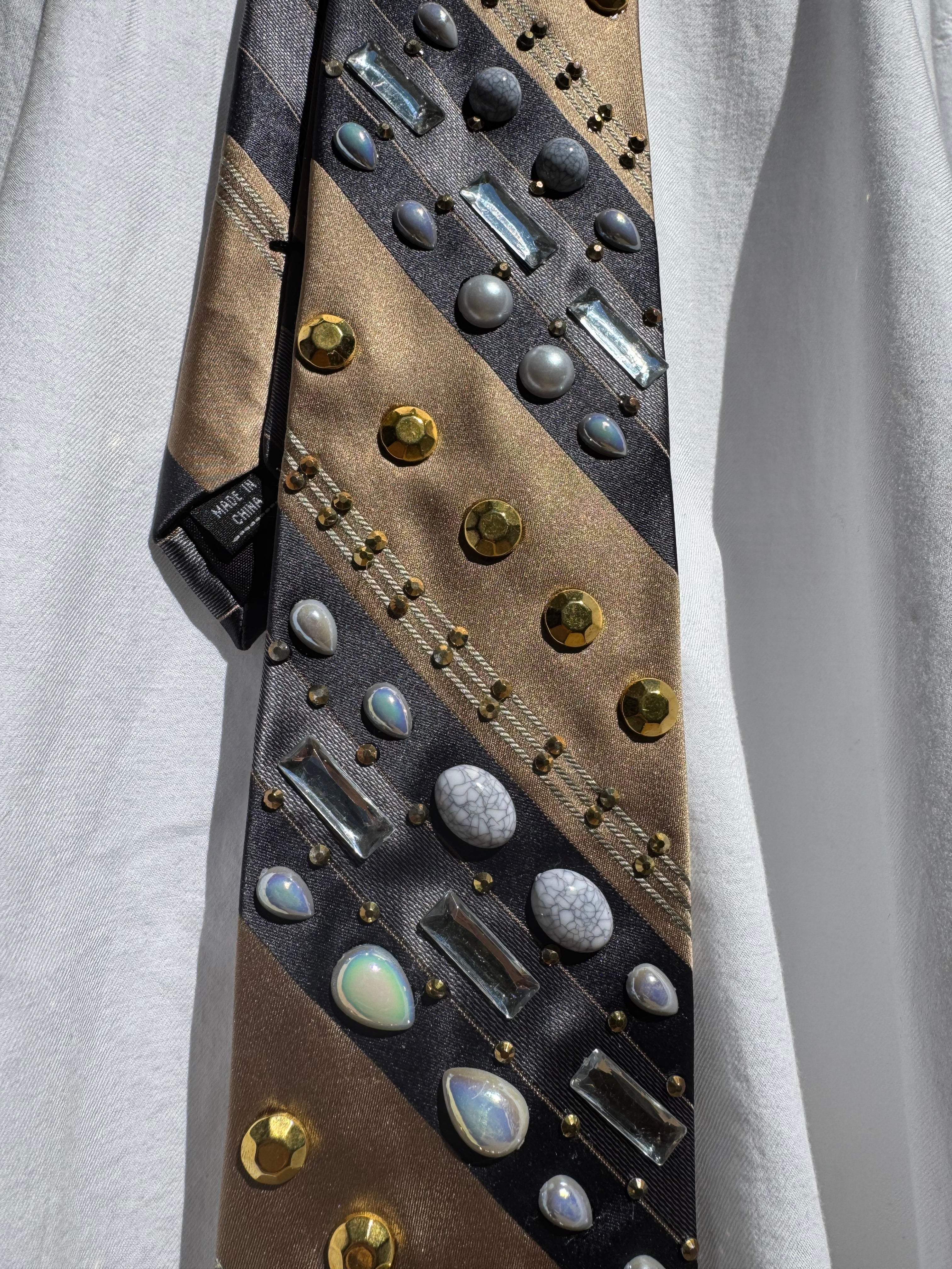 Brown and Grey Striped High Class Royalty Tie