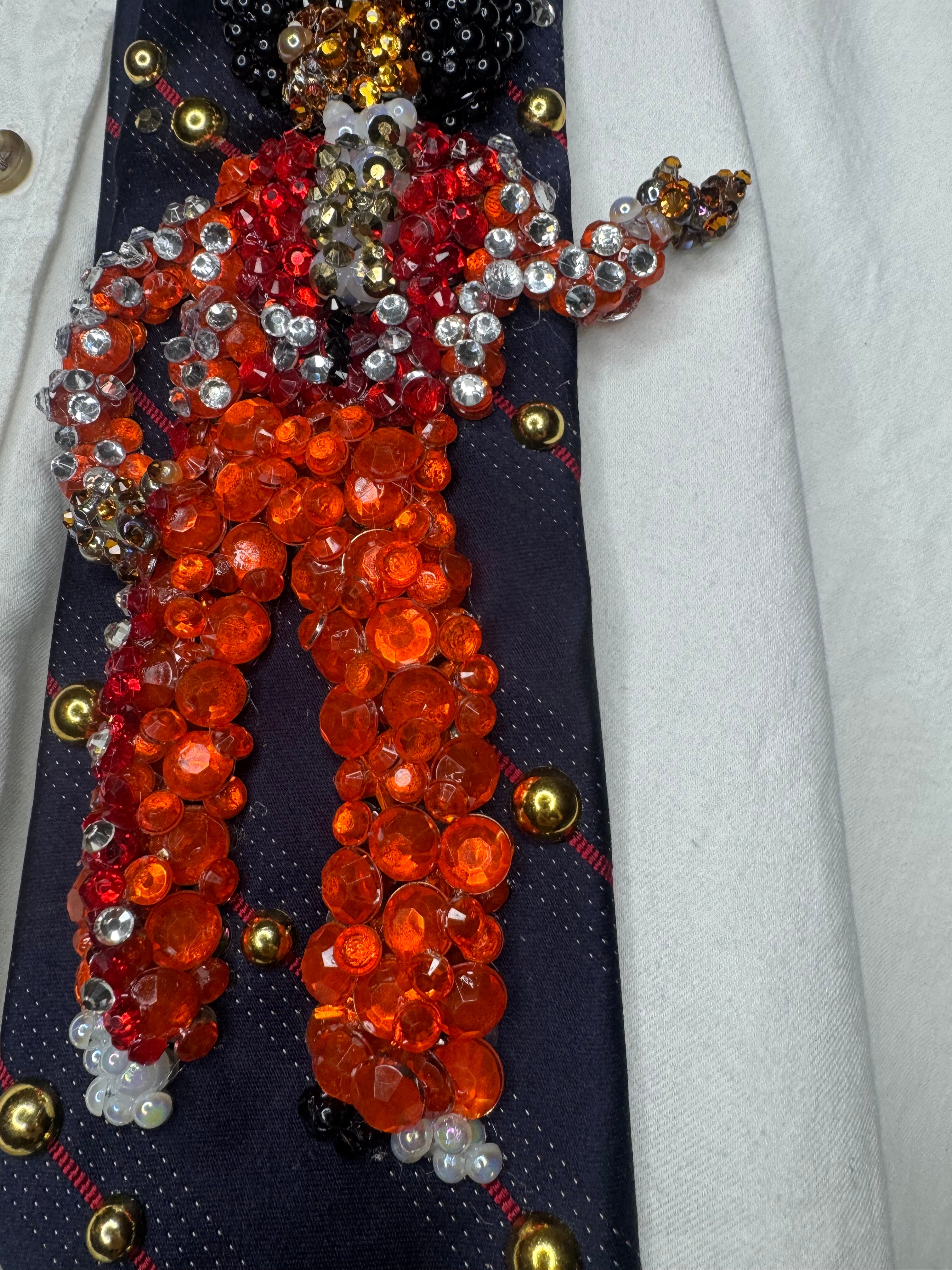 Navy Blue Teen Michael Jackson Orange Outfit Hitting Robot Walk Jackson 5 1975 Tie
