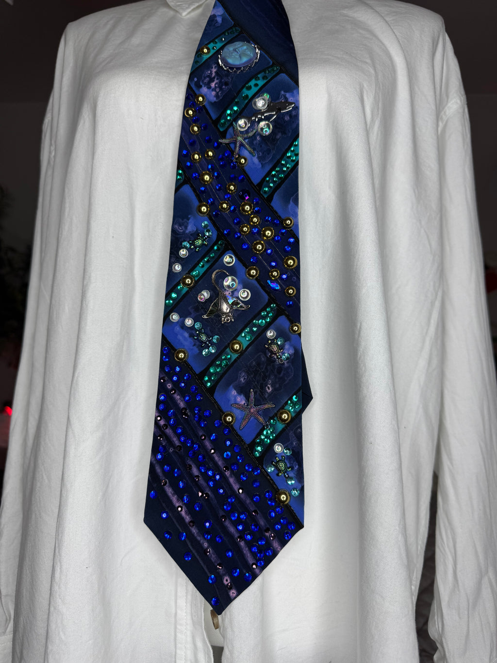 Deep Royal Blue Marbled Aquarium Nature Royalty Tie