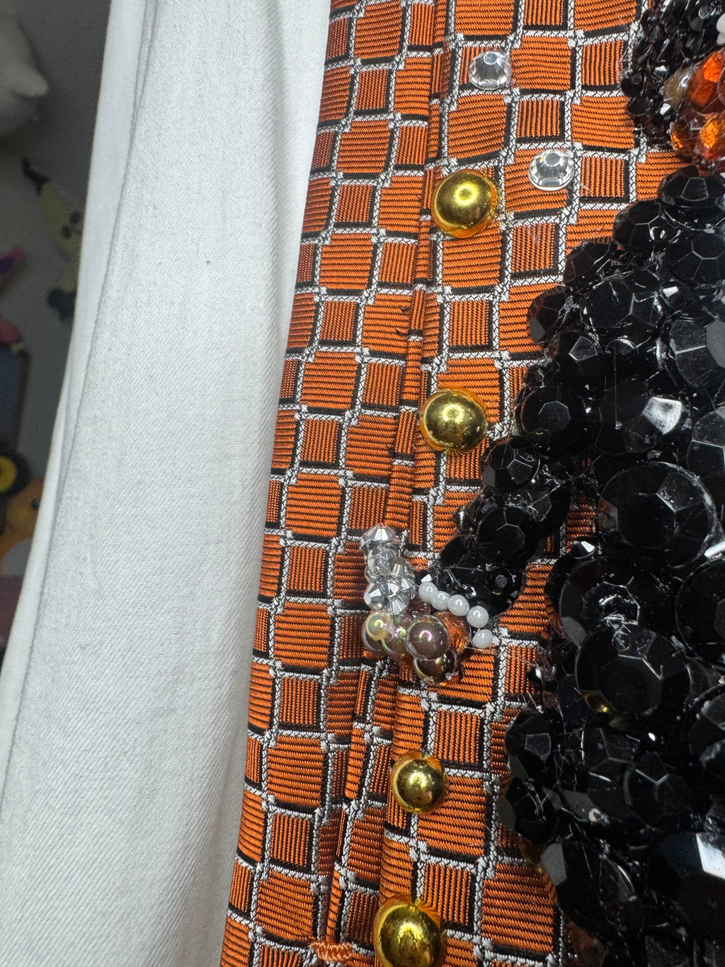 Orange Michael Jackson Holding Phone Hitting His Pose For Off The Wall Photoshoot Tie