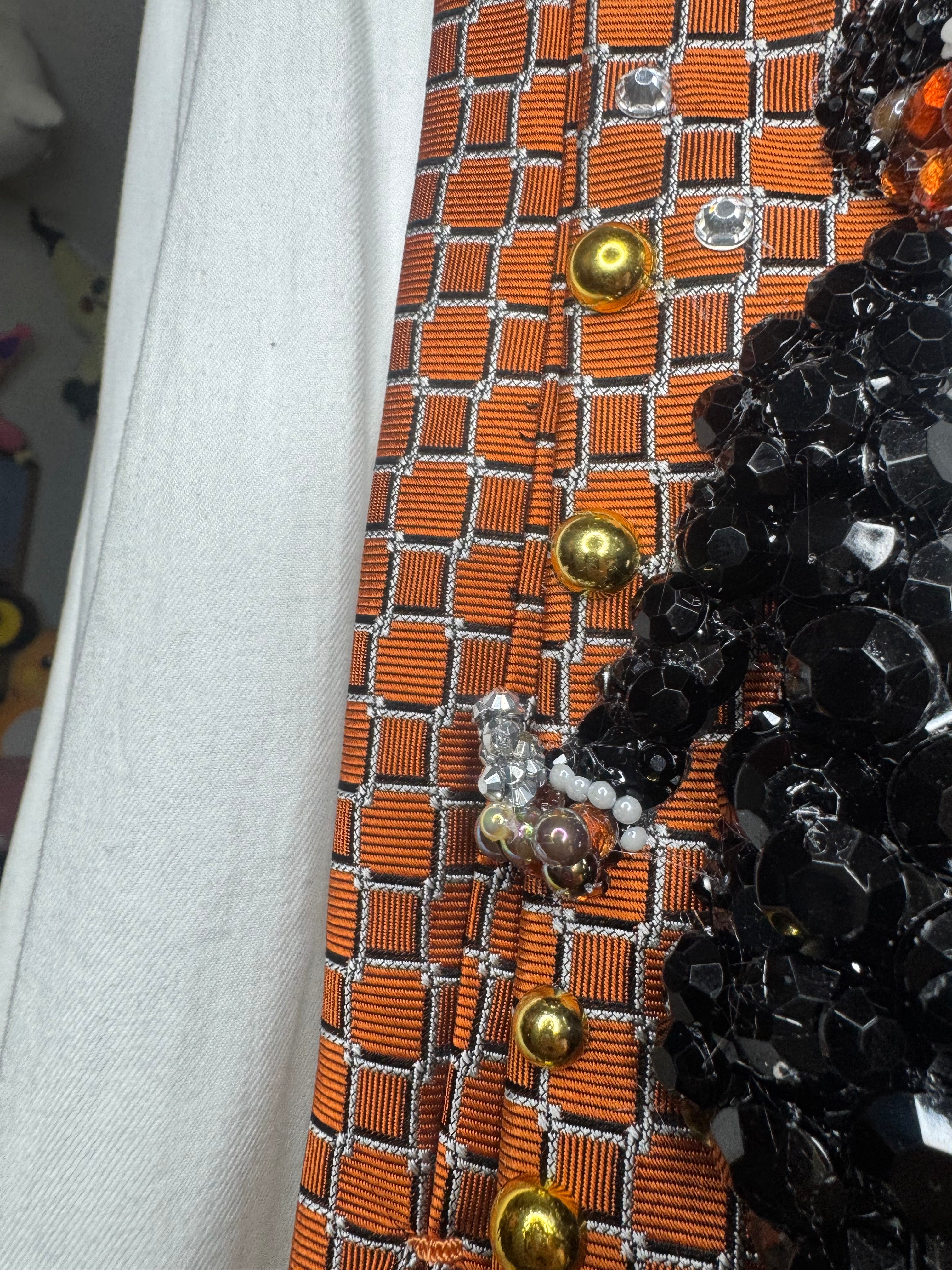 Orange Michael Jackson Holding Phone Hitting His Pose For Off The Wall Photoshoot Tie