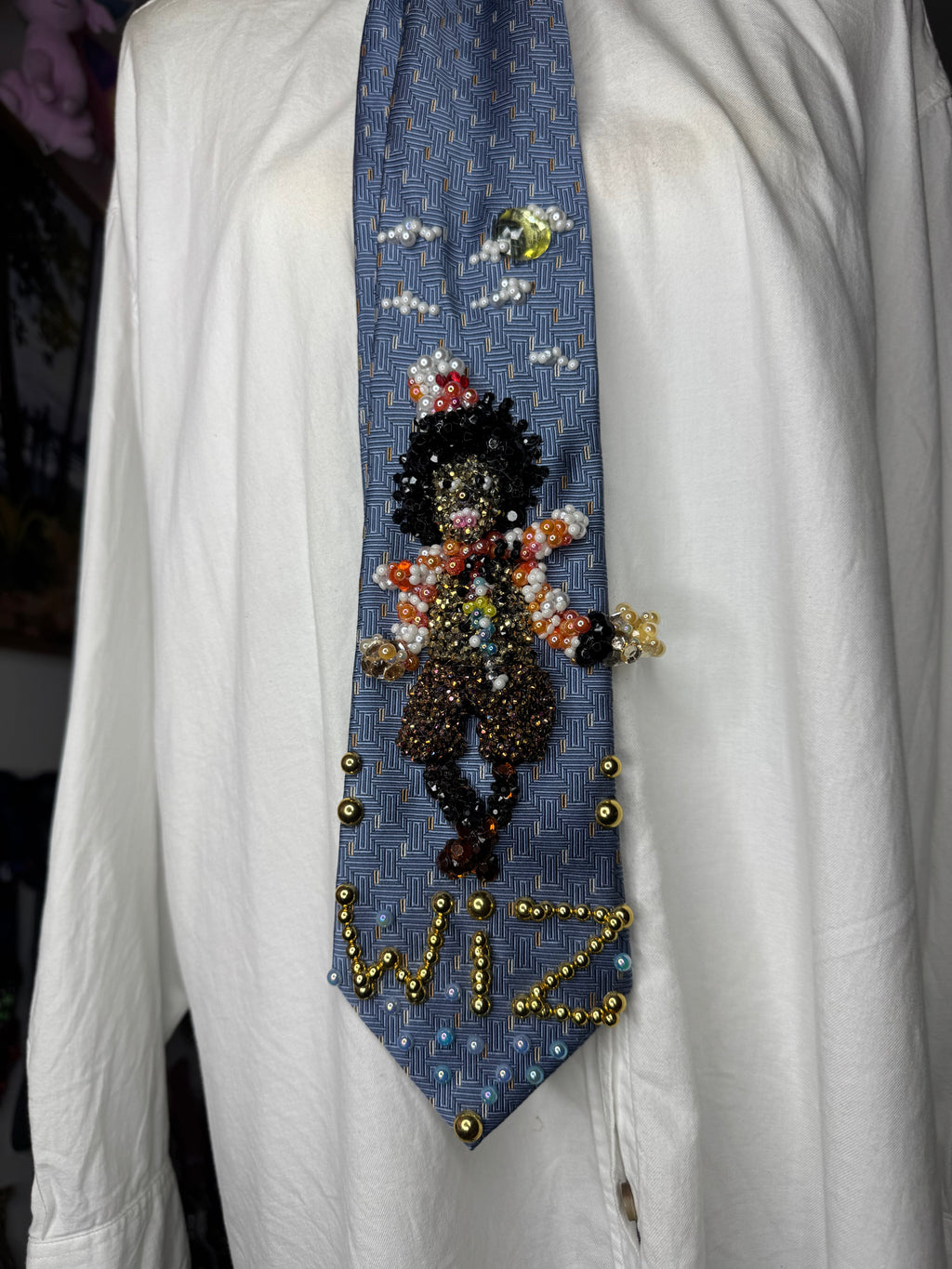 Light Blue Teen Michael Jackson in Scarecrow Costume for The Wiz Movie Tie