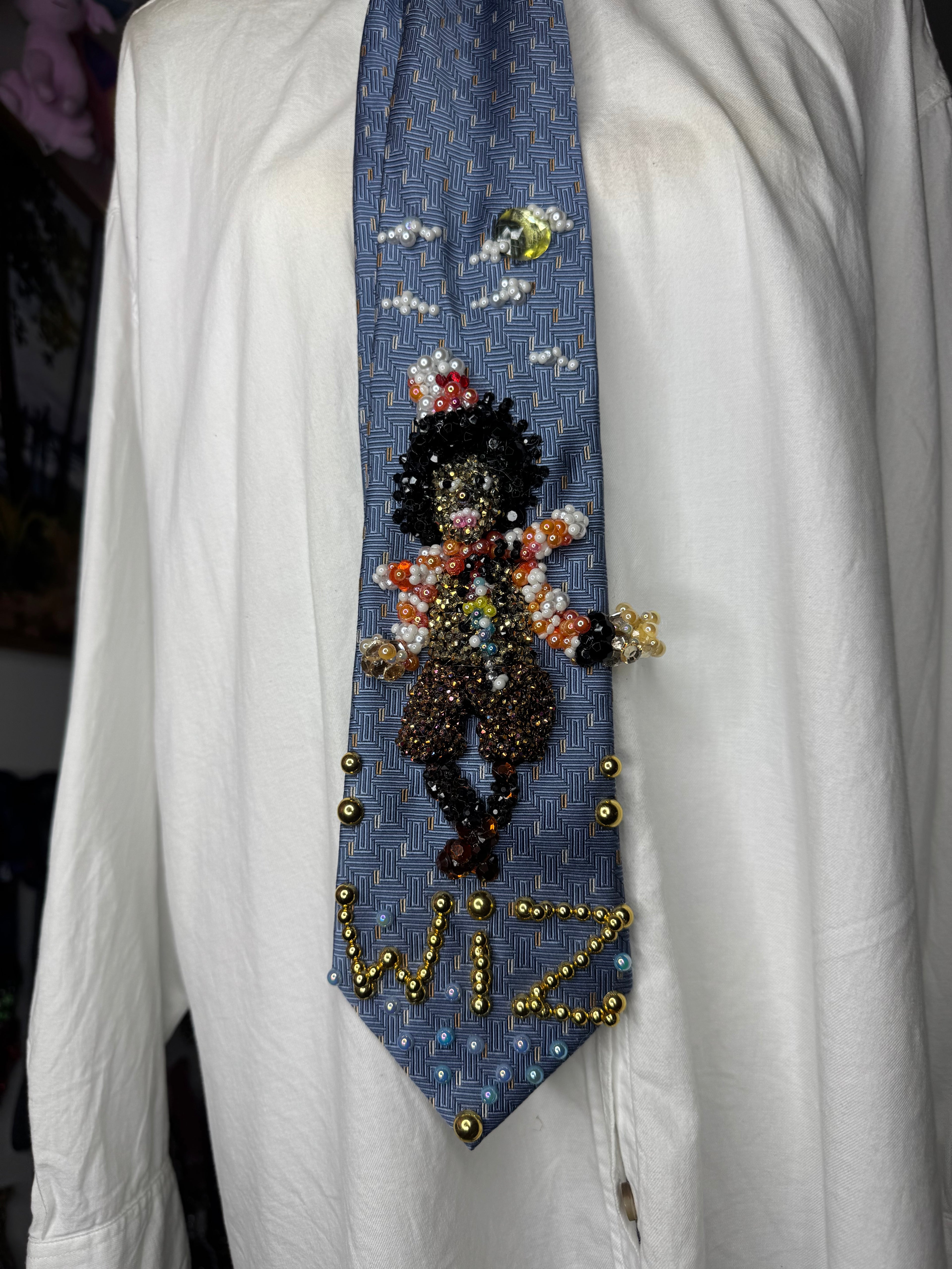 Light Blue Teen Michael Jackson in Scarecrow Costume for The Wiz Movie Tie