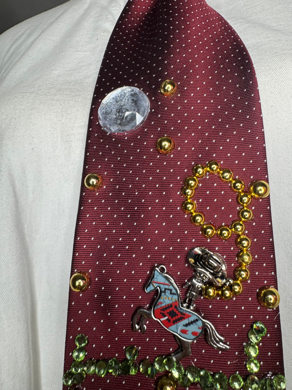 Burgundy Cowboy Lassoing Buffalo In Rodeo Show Cowboy Tie