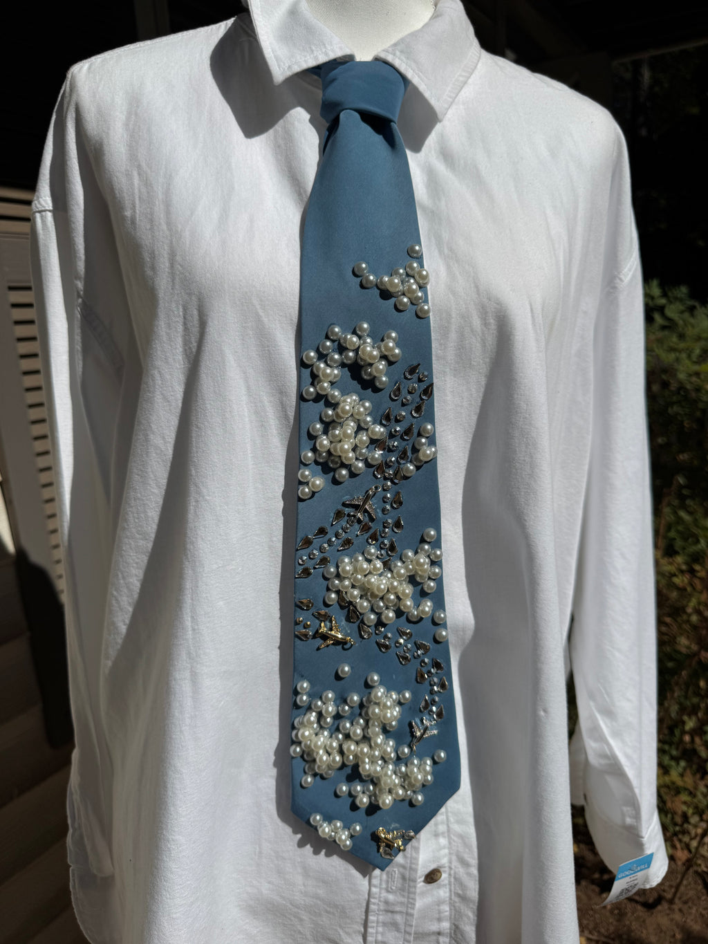 Cyan Blue Clouds and Airplanes Pilot Tie