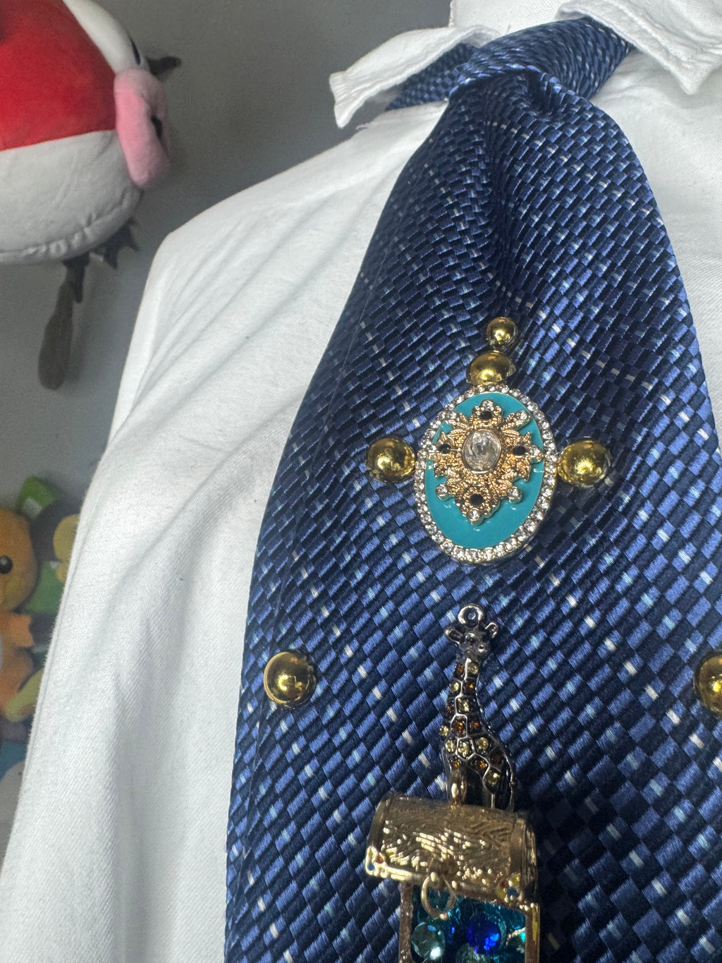 Navy Blue Tropical Treasure Box Spilling Ocean Royalty Tie