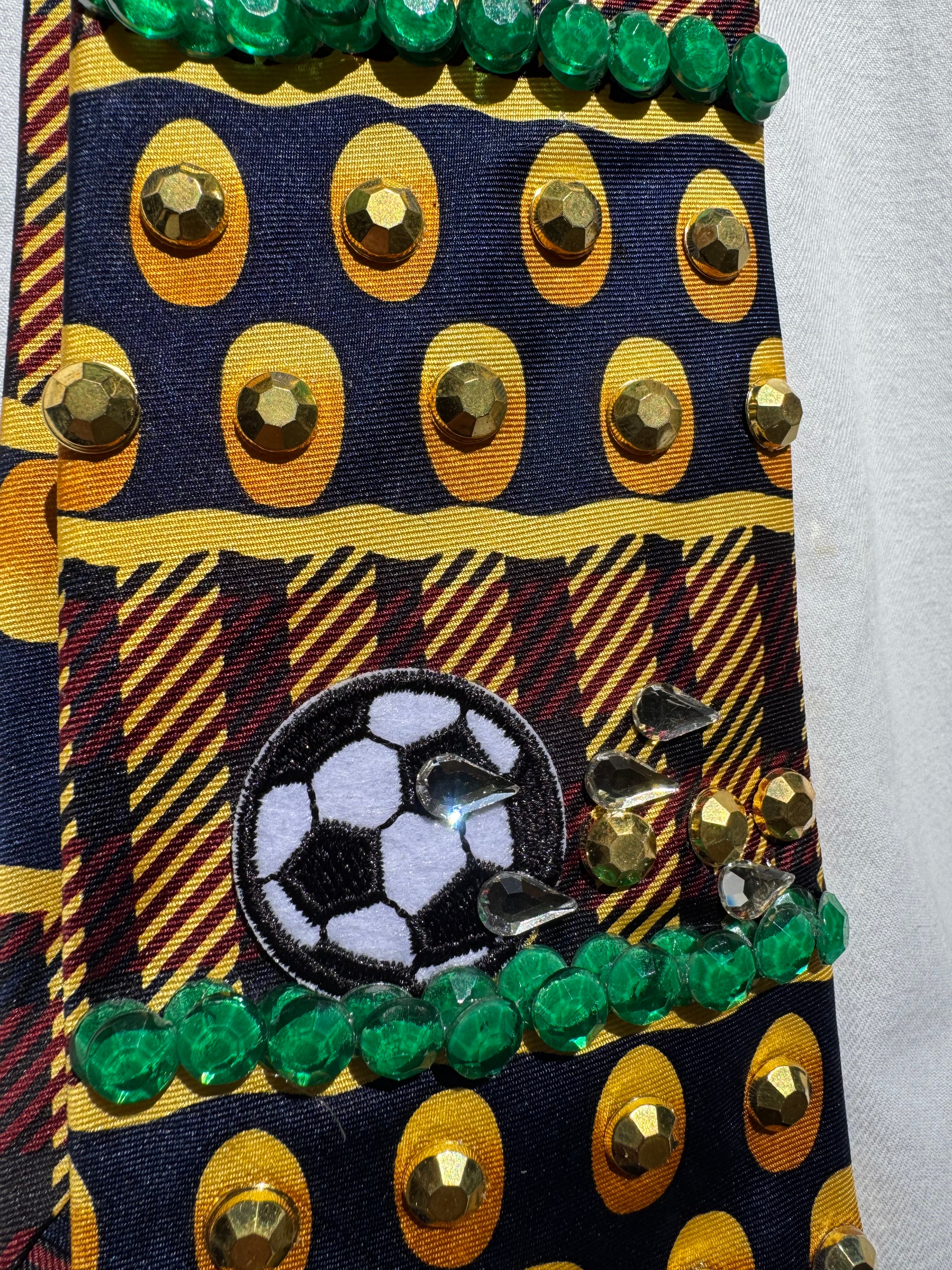 Gold and Burgundy Soccer Balls Moving Soccer Tie