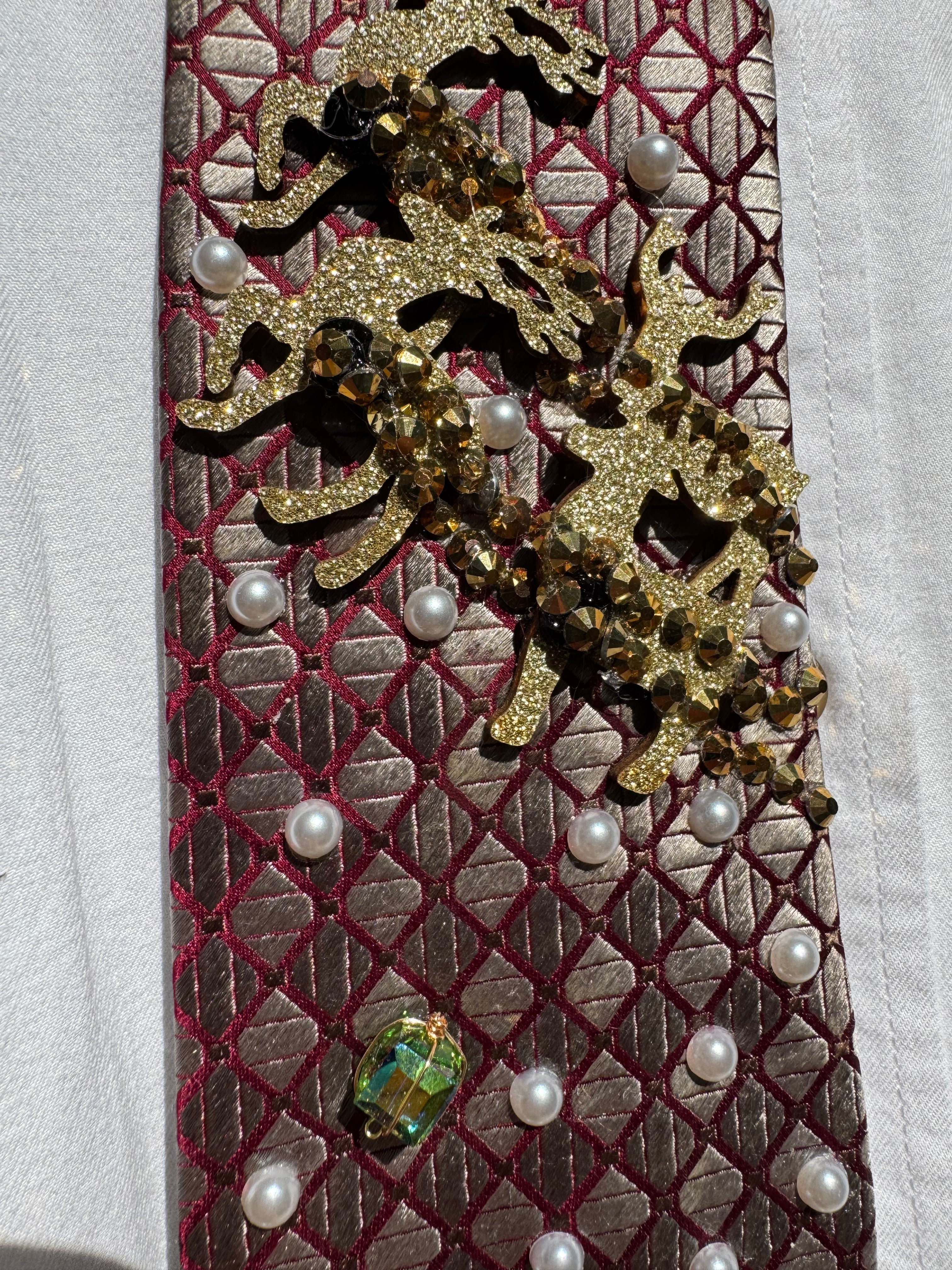 Grey and Red Nutcracker Gaurds In Winterland Christmas Tie