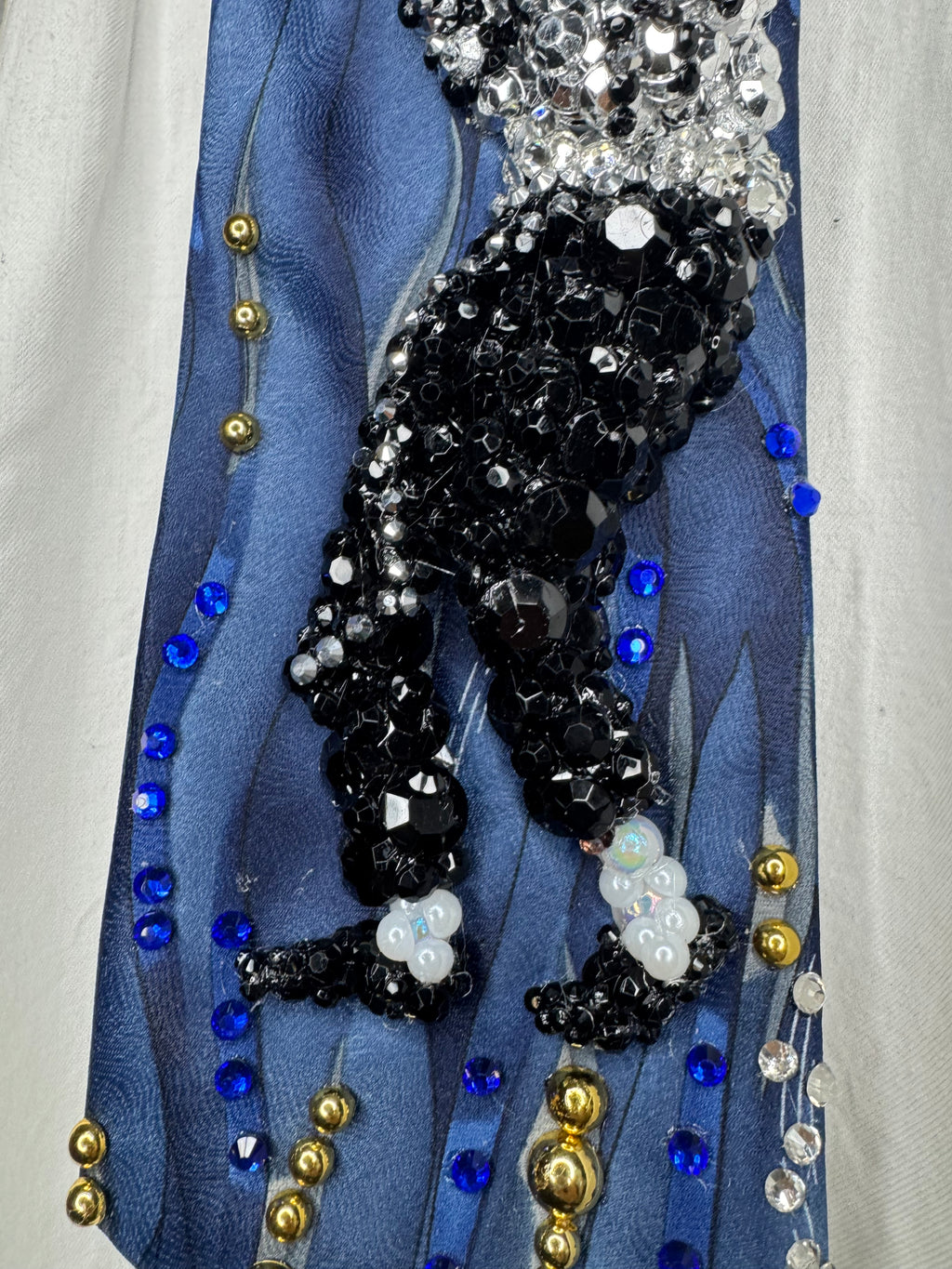 Navy Blue Michael Jackson Hitting Ankle Twist Finger Point Move Wembly Stadium 1988 Tie