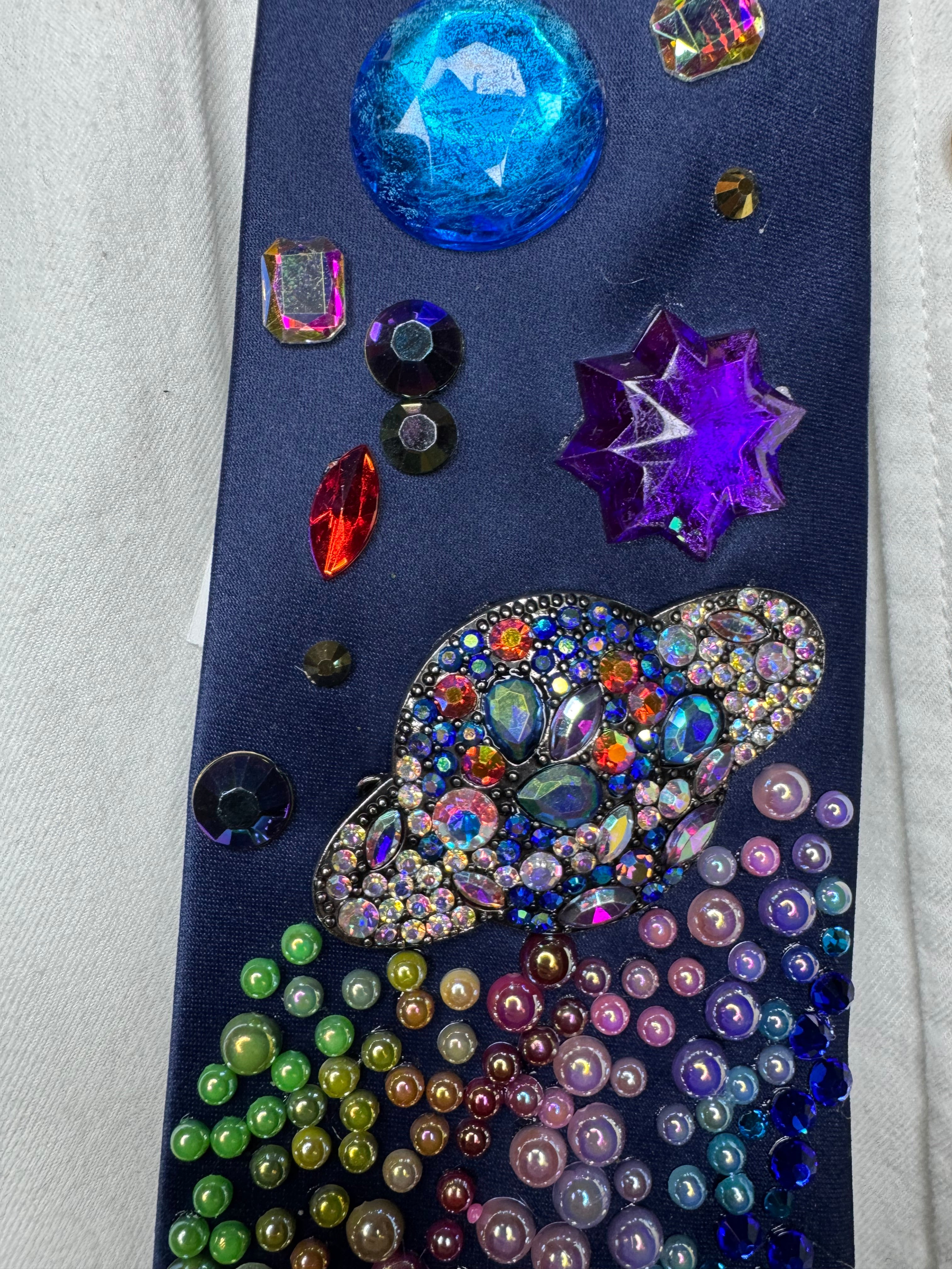 Navy Blue Kirby on Star Leaving Rainbow Stardust Anime Tie