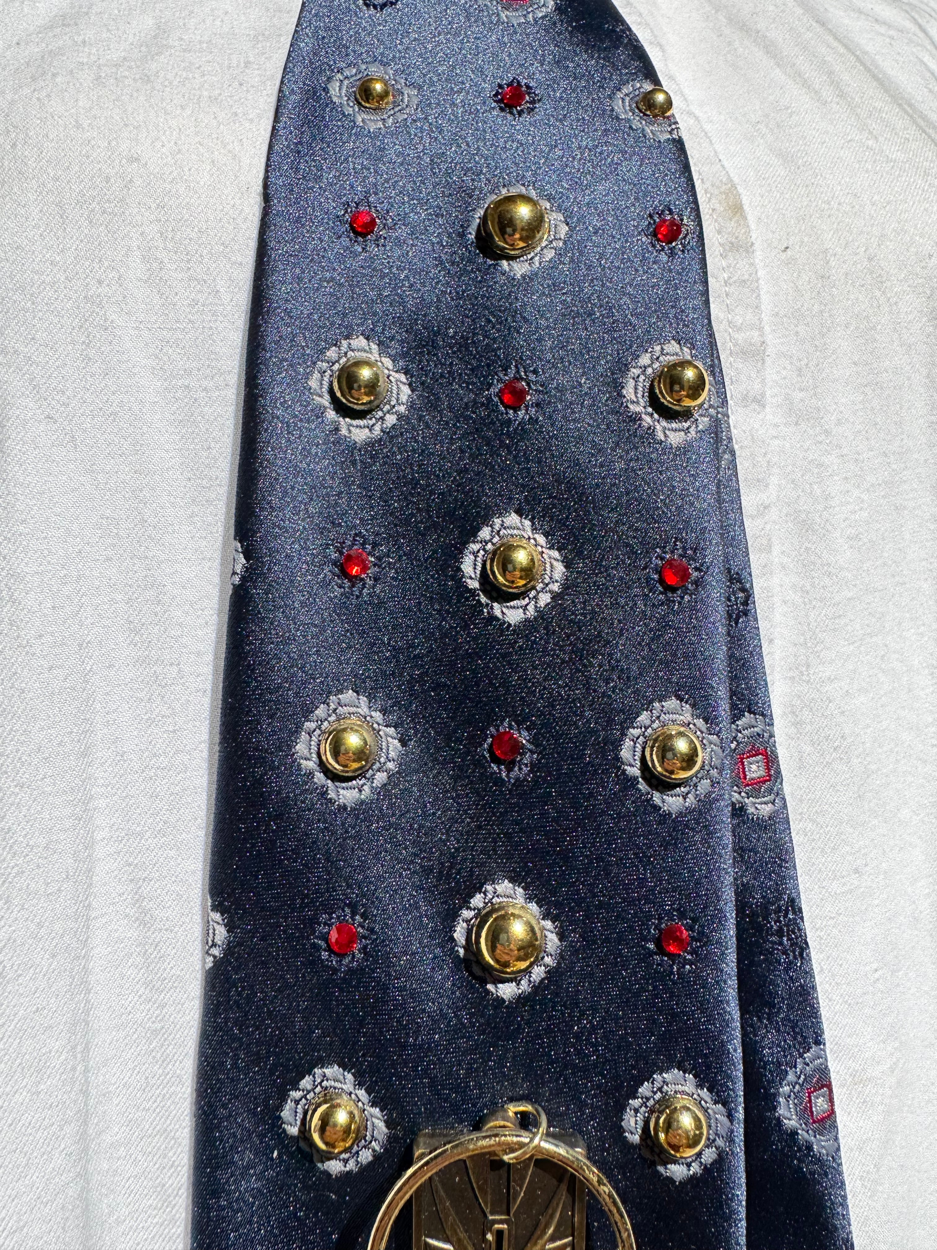 Navy Blue Ichigo Kuroaski On Bridge with Sword Bleach Tie