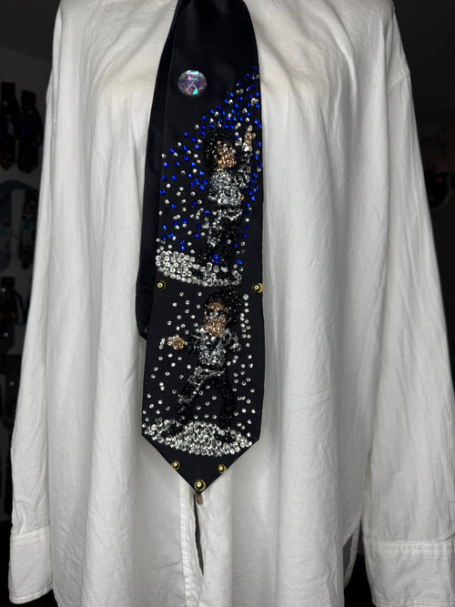 Black Michael Jackson Dancing in Spotlight Human Nature Outro at Wembly Concert Bad Tour 1988 Tie