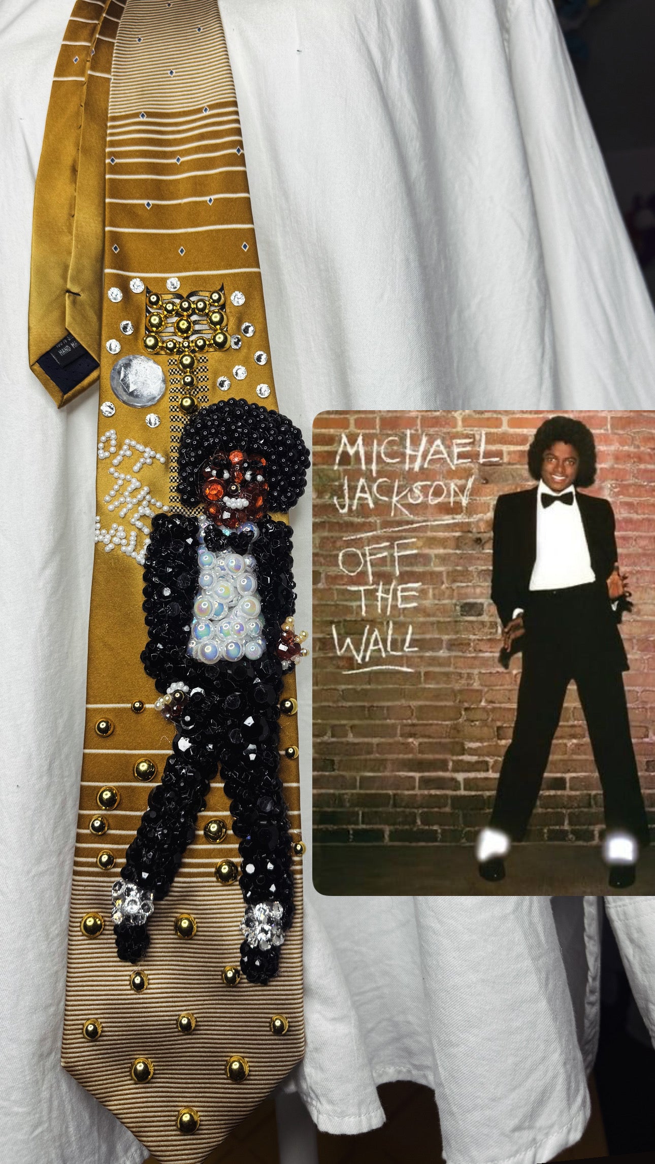 Gold Michael Jackson Off the Wall Album Cover Royalty Tie